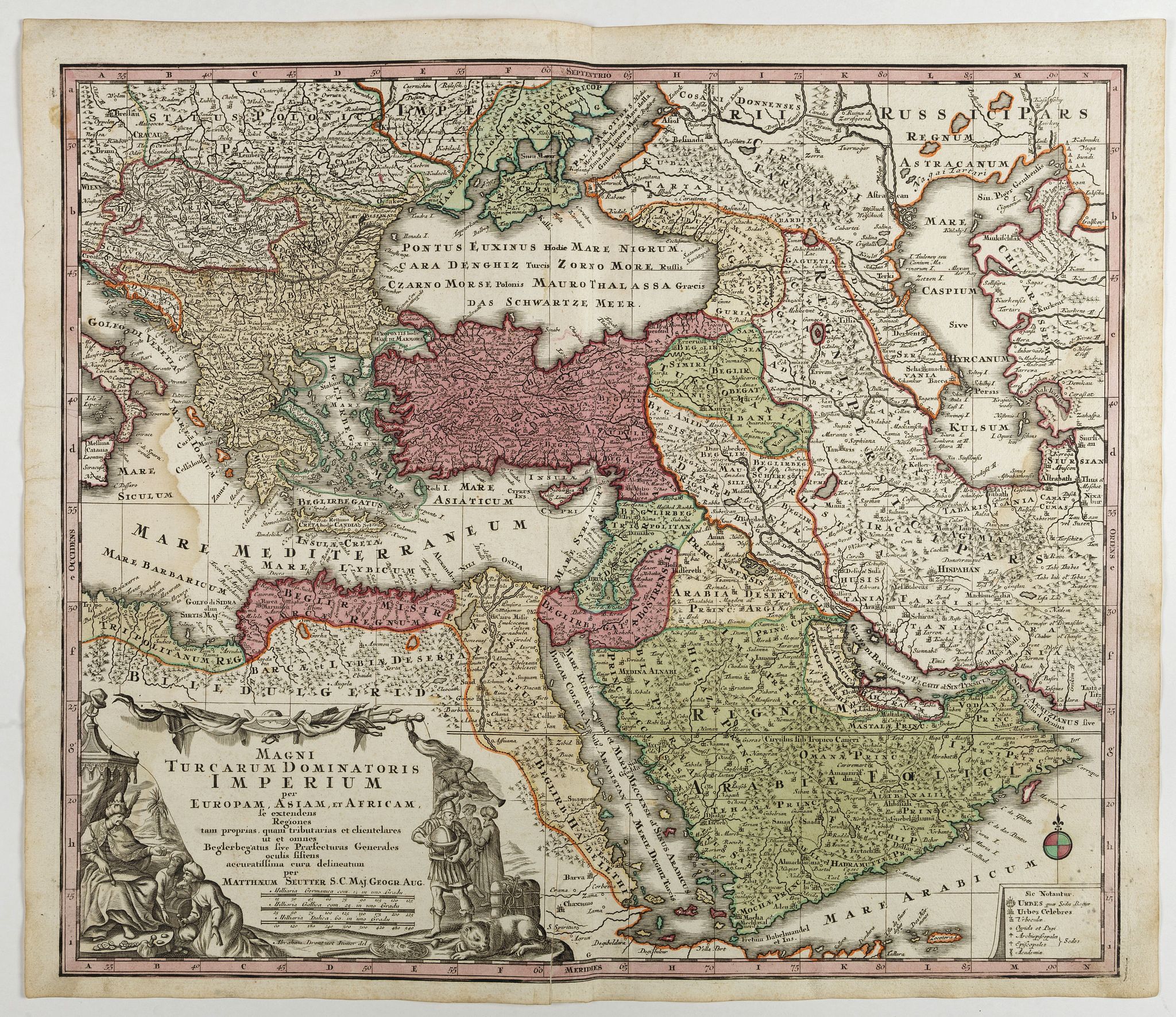 SEUTTER, M., Magni Turcarum Dominatoris Imperium per Europam .., antique map, old maps