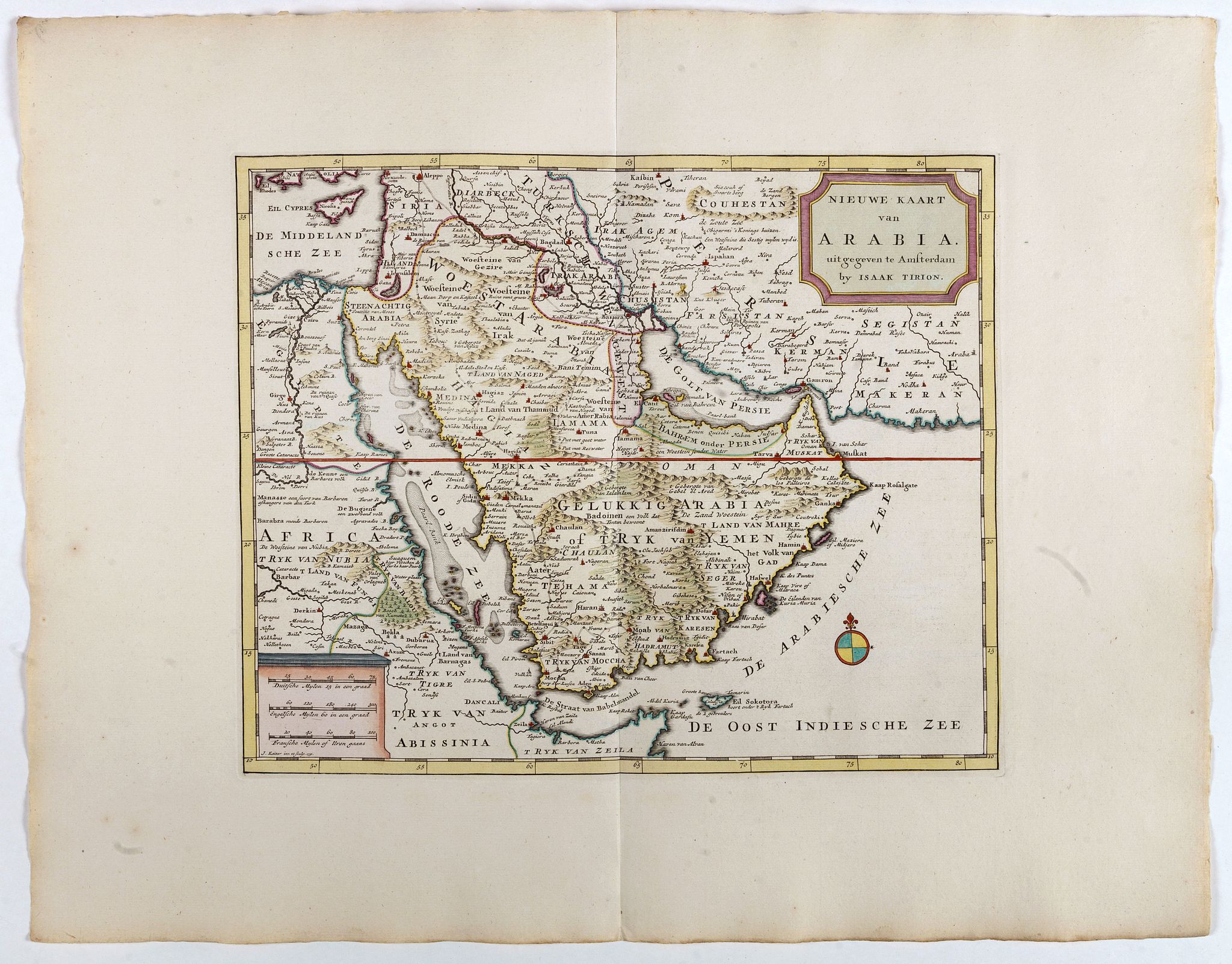 TIRION, I., Nieuwe kaart van Arabia., antique map, old maps