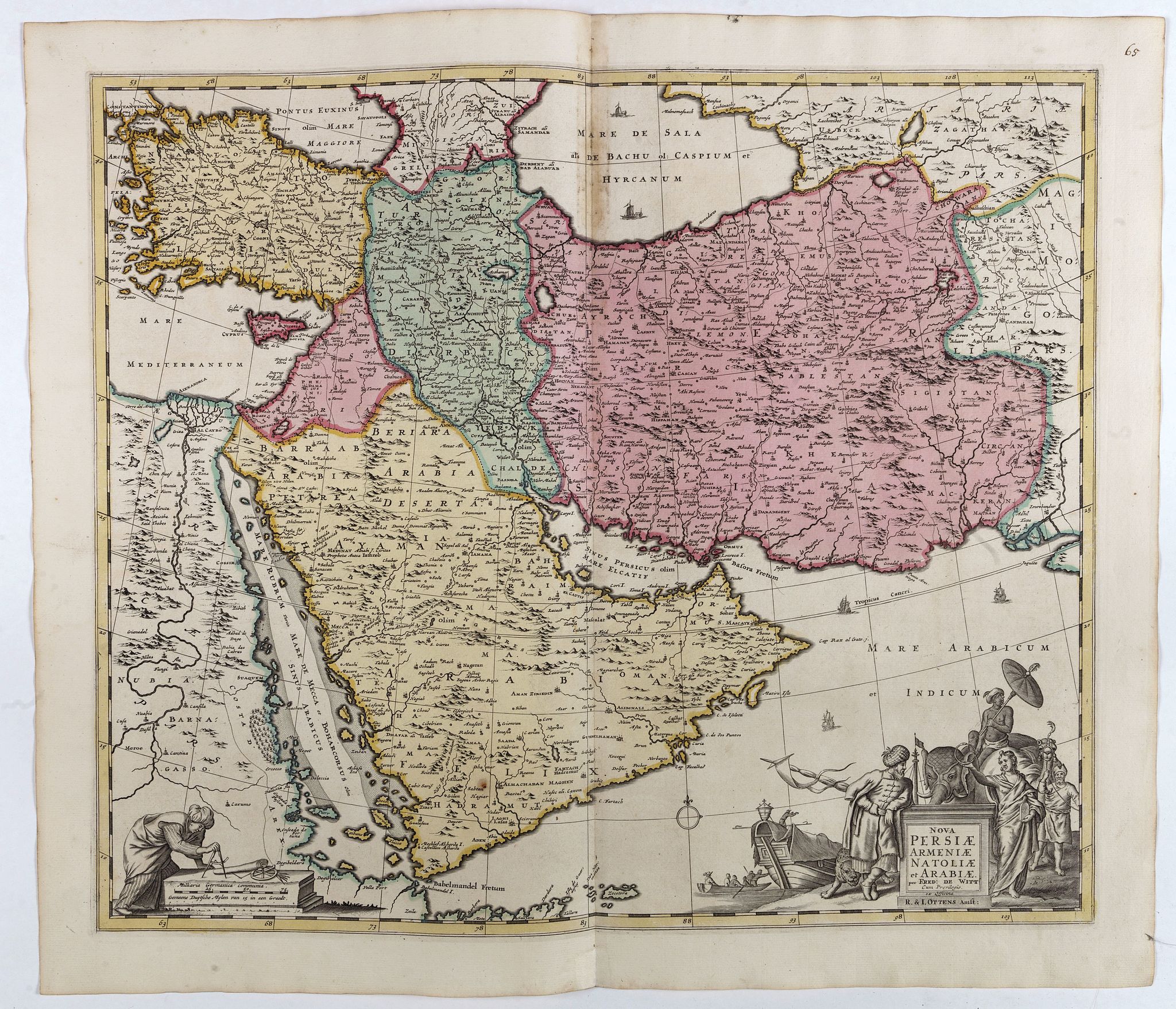 DE WIT, F. / OTTENS, R. / J., Nova Persiae Armeniae Natoliae et Arabiae., antique map, old maps
