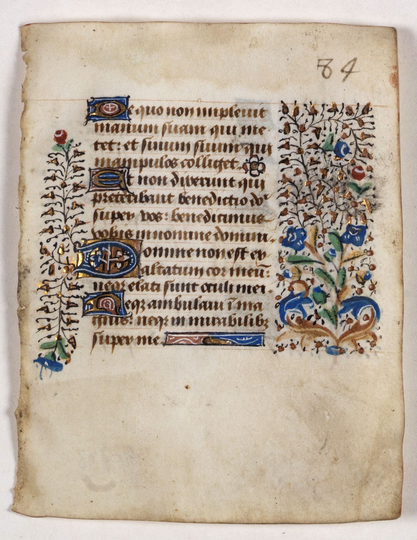 BOOK OF HOURS, Leaf on vellum from a manuscript Book of Hours., antique map, old maps