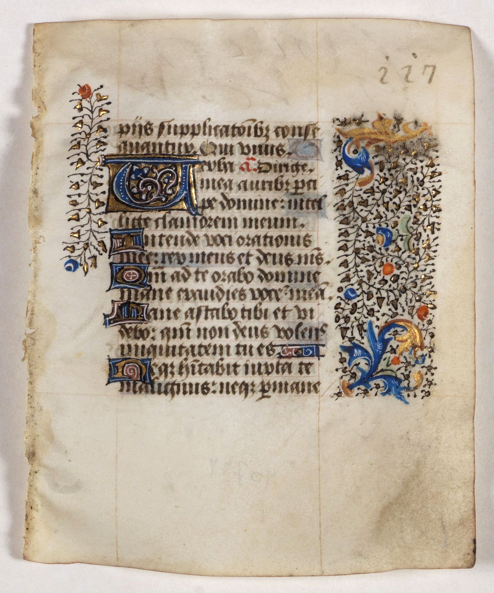 BOOK OF HOURS, Leaf on vellum from a manuscript Book of Hours., antique map, old maps
