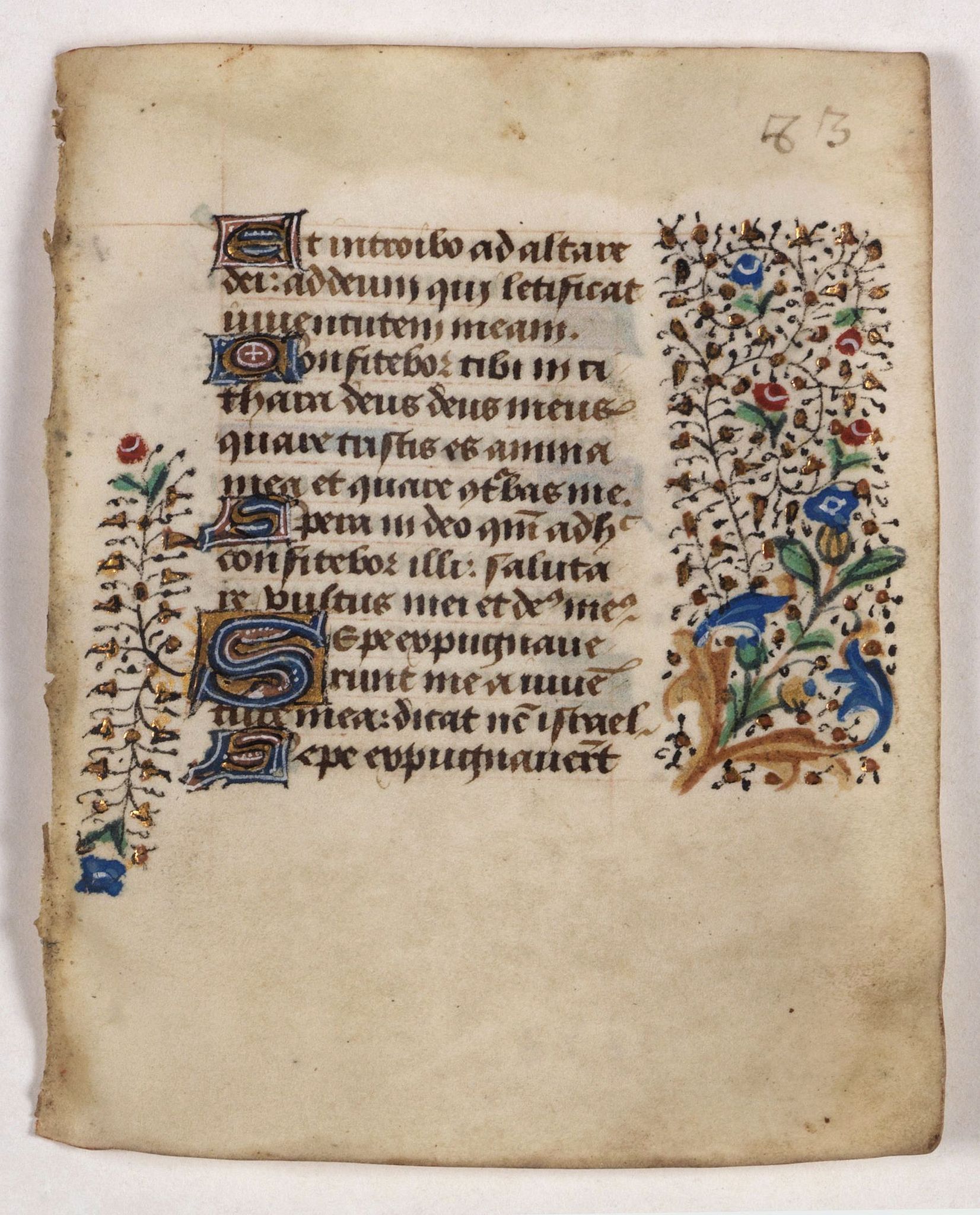 BOOK OF HOURS, Leaf on vellum from a manuscript Book of Hours., antique map, old maps