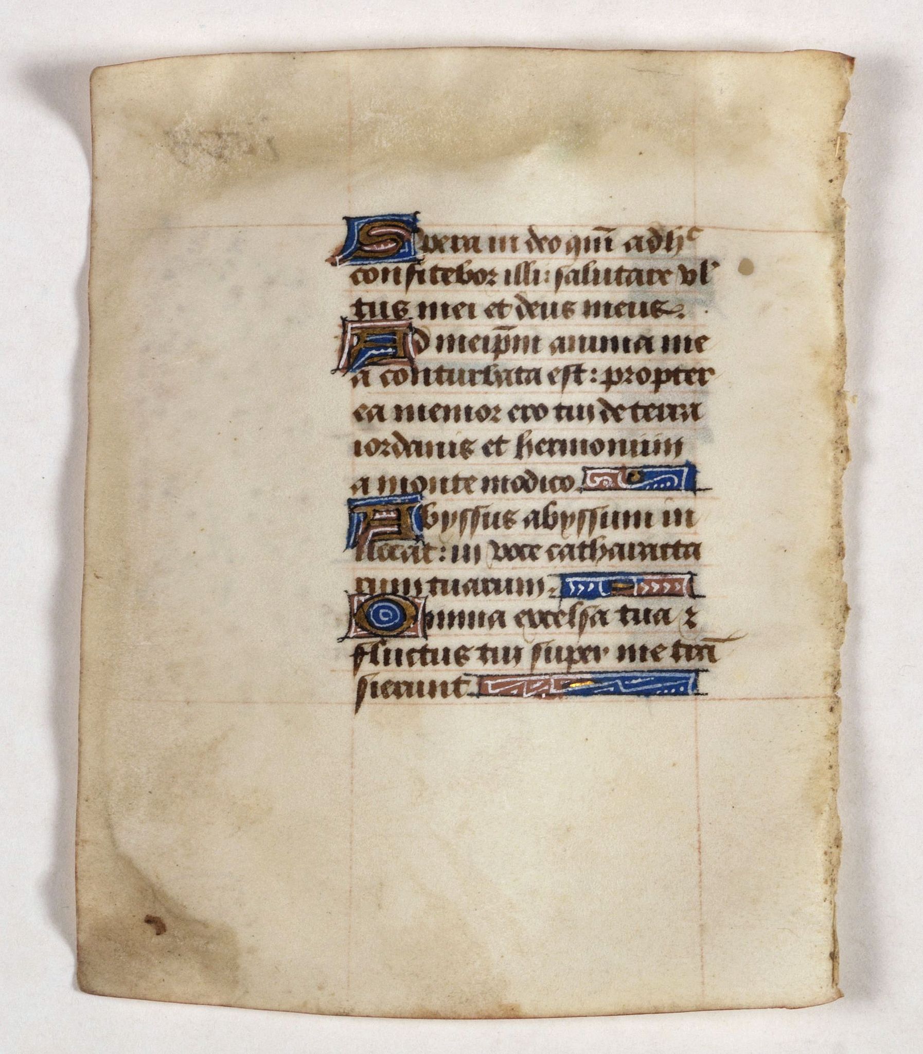 BOOK OF HOURS, Leaf on vellum from a manuscript Book of Hours., antique map, old maps