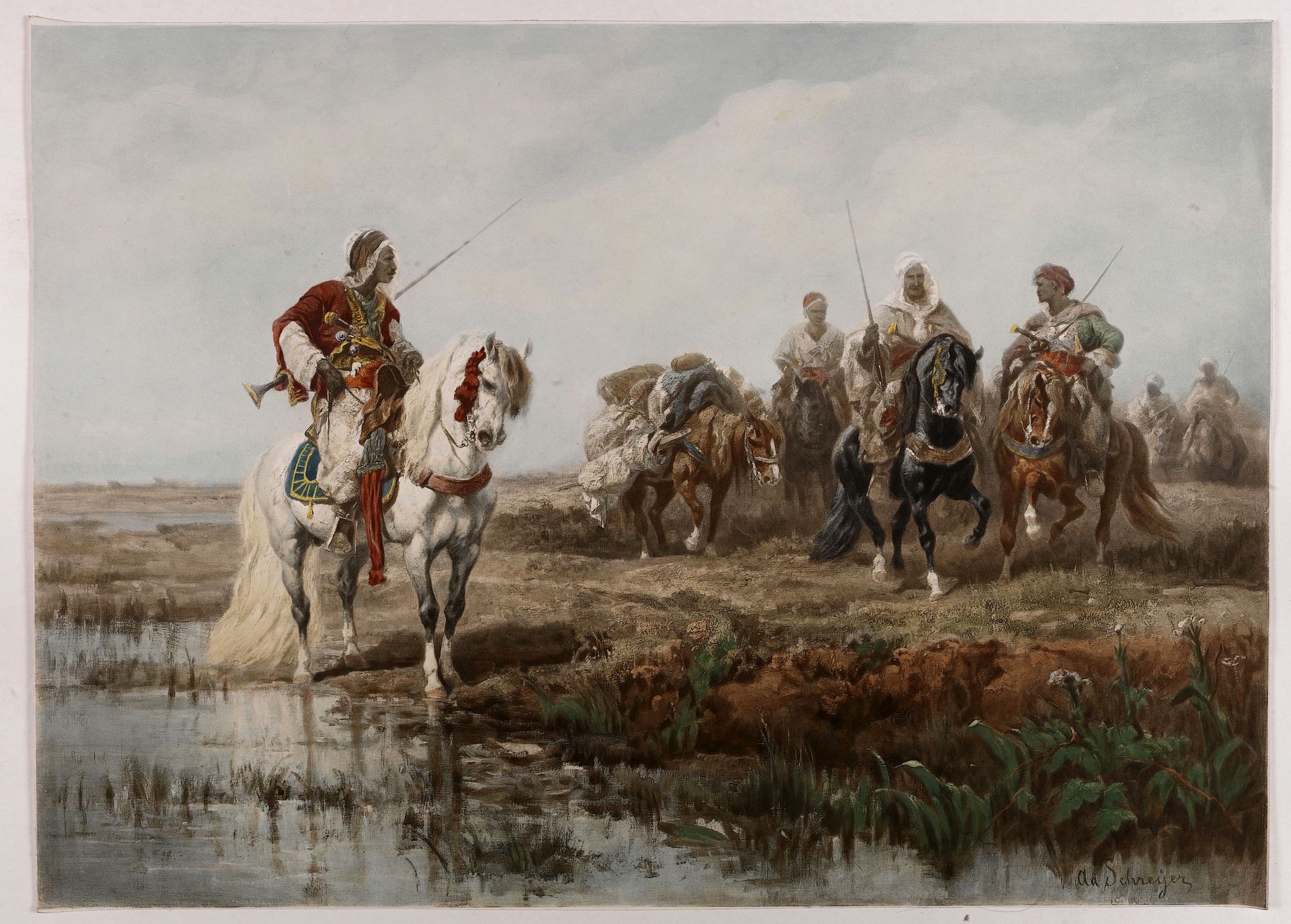 SCHREYER, A., Arab horsemen., antique map, old maps