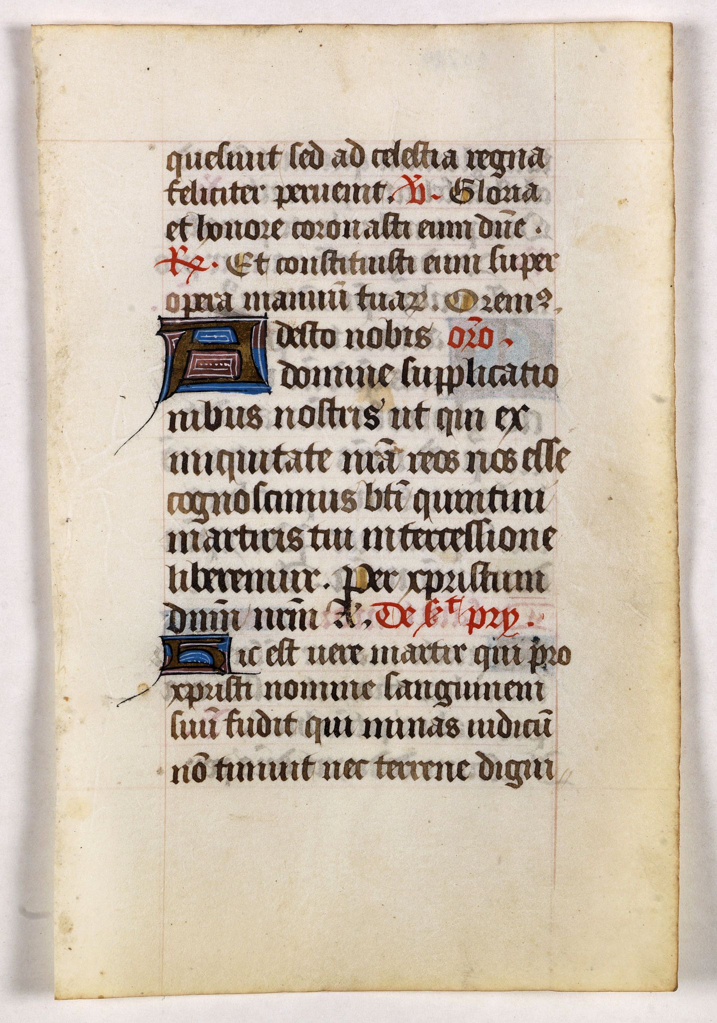 BOOK OF HOURS, Leaf on vellum from a manuscript Book of Hours., antique map, old maps