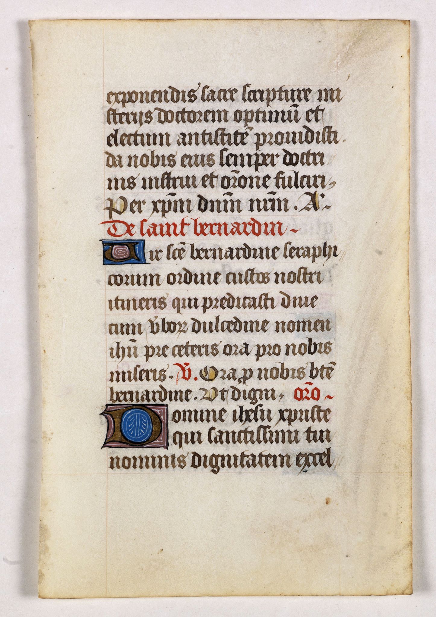 BOOK OF HOURS, Leaf on vellum from a manuscript Book of Hours., antique map, old maps
