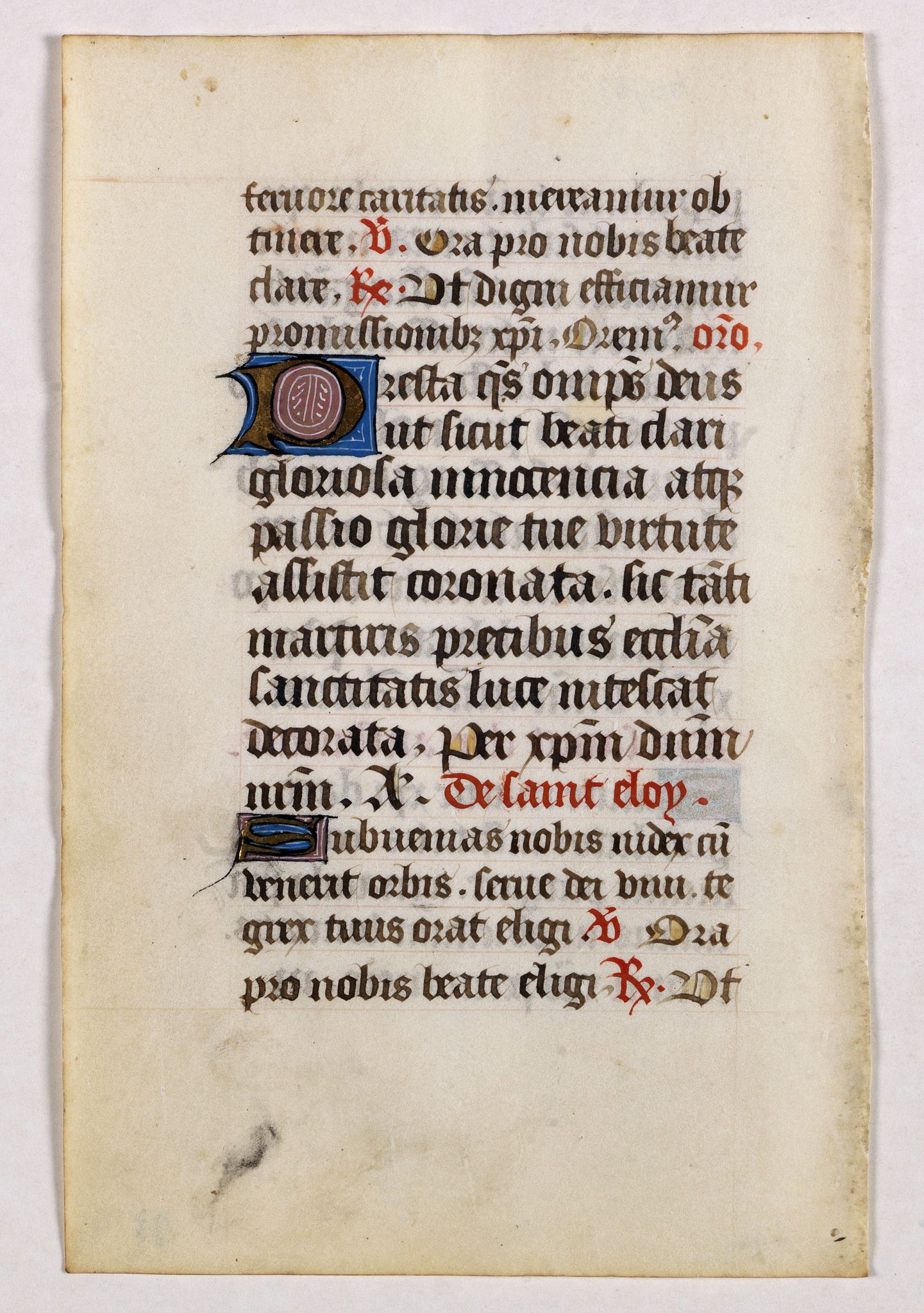 BOOK OF HOURS, Leaf on vellum from a manuscript Book of Hours., antique map, old maps