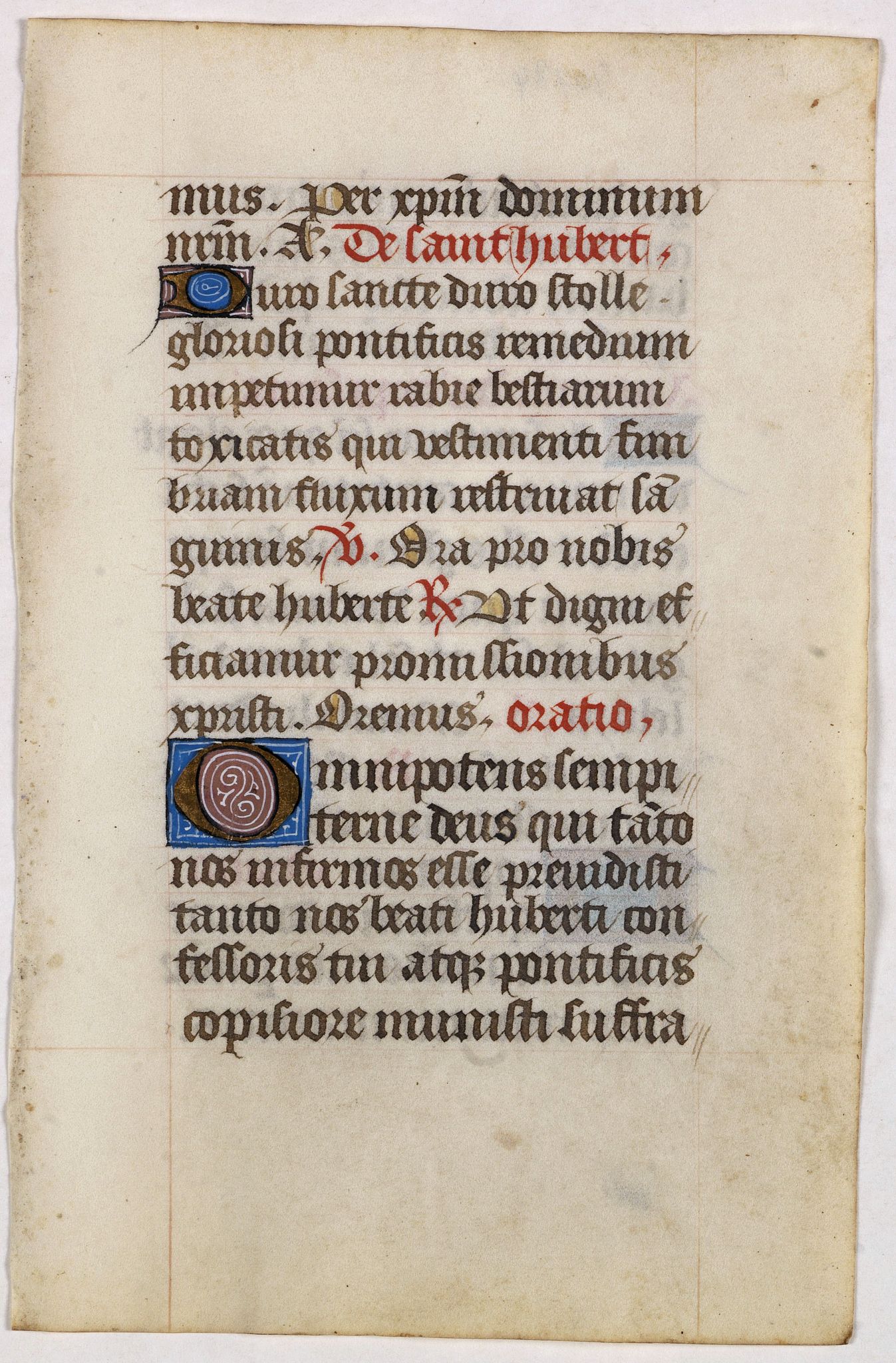 BOOK OF HOURS, Leaf on vellum from a manuscript Book of Hours., antique map, old maps