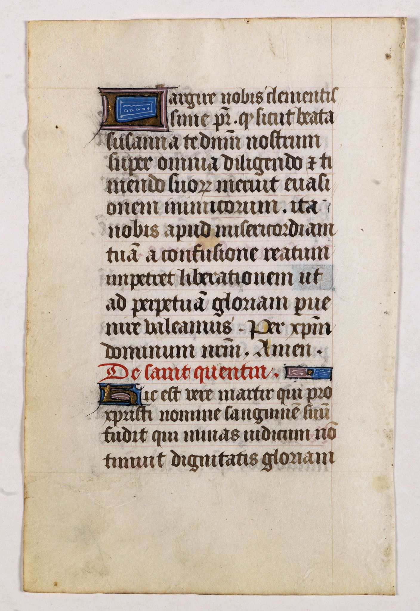 BOOK OF HOURS, Leaf on vellum from a manuscript Book of Hours., antique map, old maps