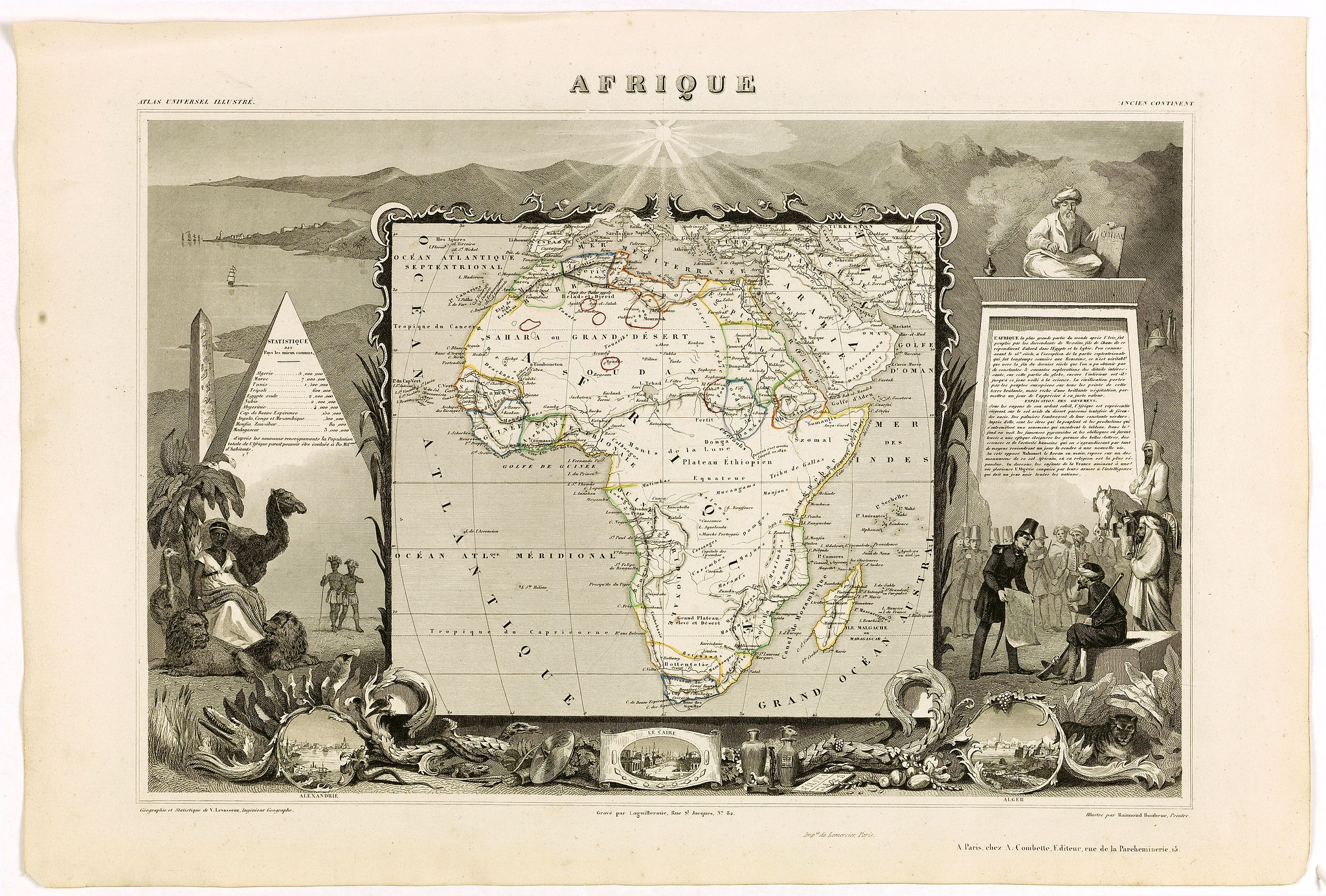 LEVASSEUR, V., Afrique., antique map, old maps