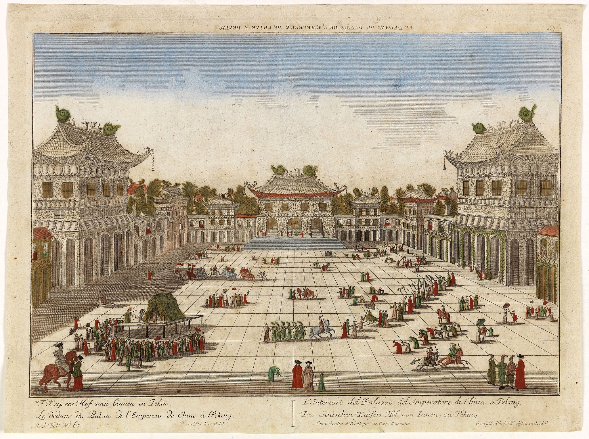 PROBST,G.B., Le dedans du Palais de l'Empereur de Chine à Peking., antique map, old maps