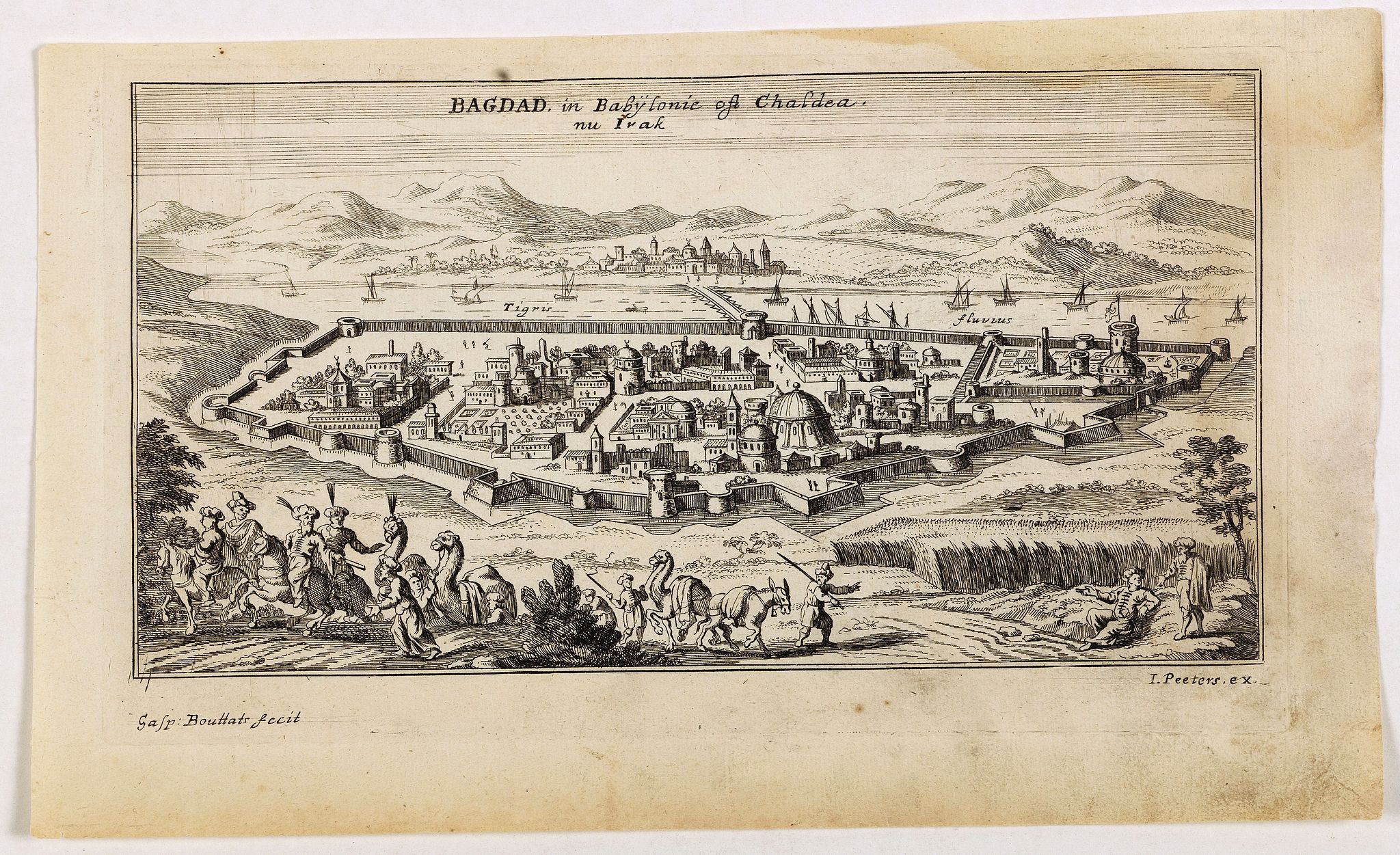 PEETERS, J. / BOUTTATS, G., Bagdad, in Babÿlonie of Chaldea nu Irak., antique map, old maps