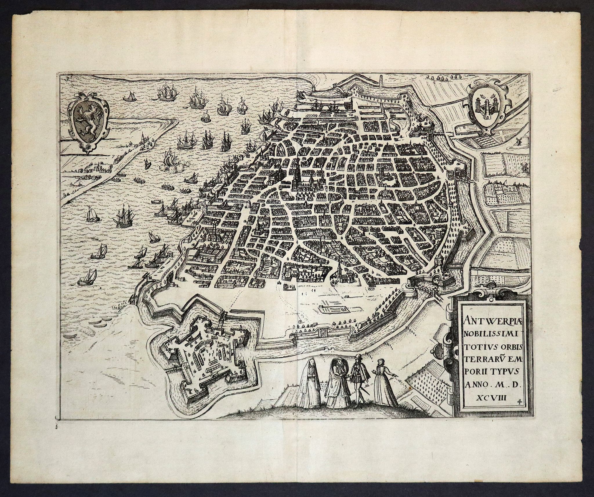 BRAUN,G. / HOGENBERG, F. / JANSSONIUS, J., Anverpia, nobile in Brabantia oppidum, . . (Antwerp), antique map, old maps