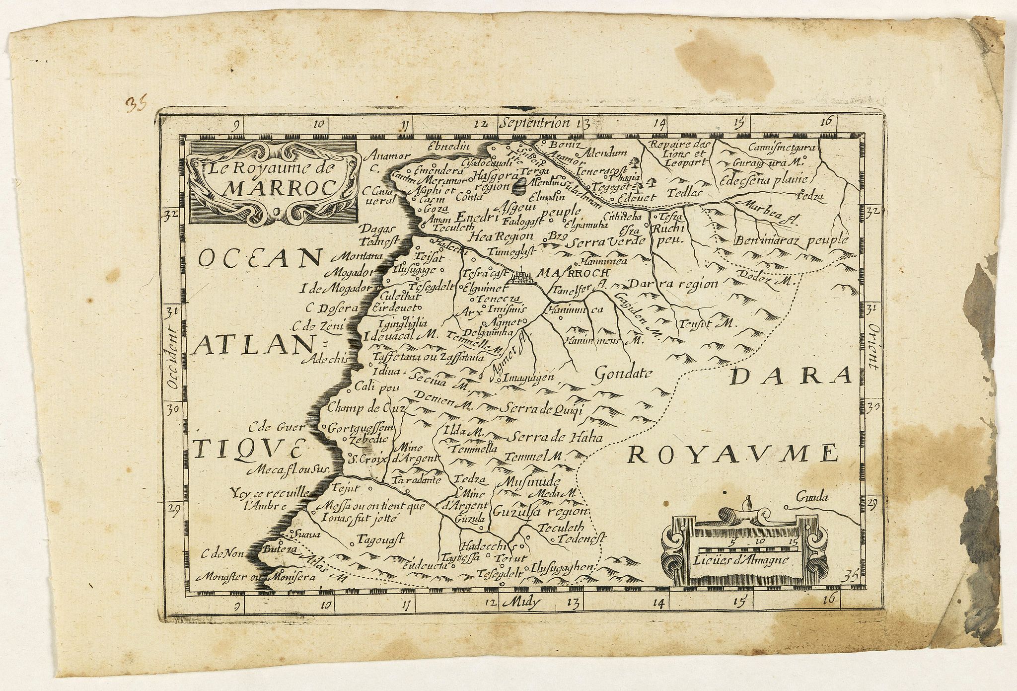 JOLLAIN, G., Le Royaume de Marroc., antique map, old maps