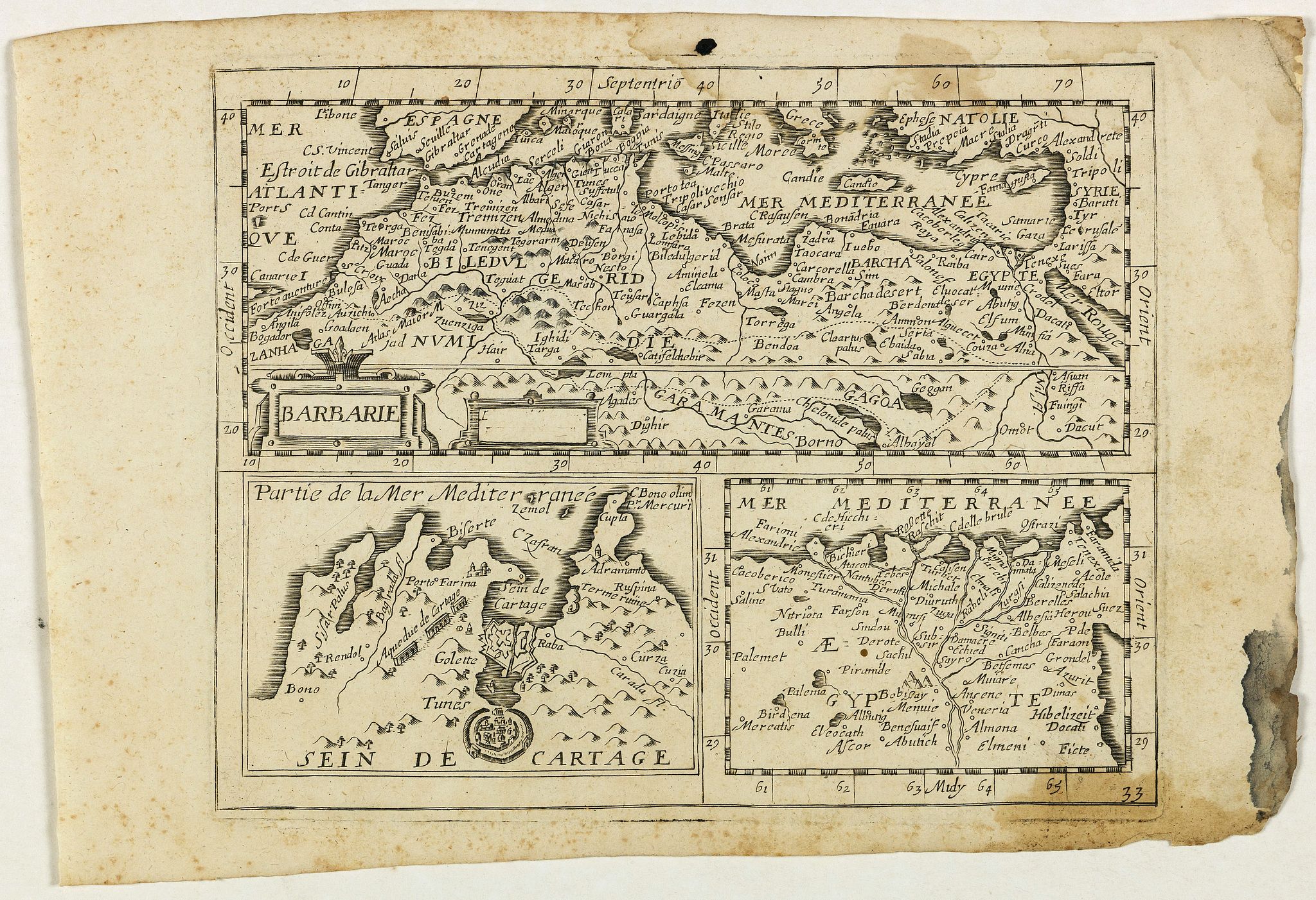 JOLLAIN, G., Barbarie., antique map, old maps