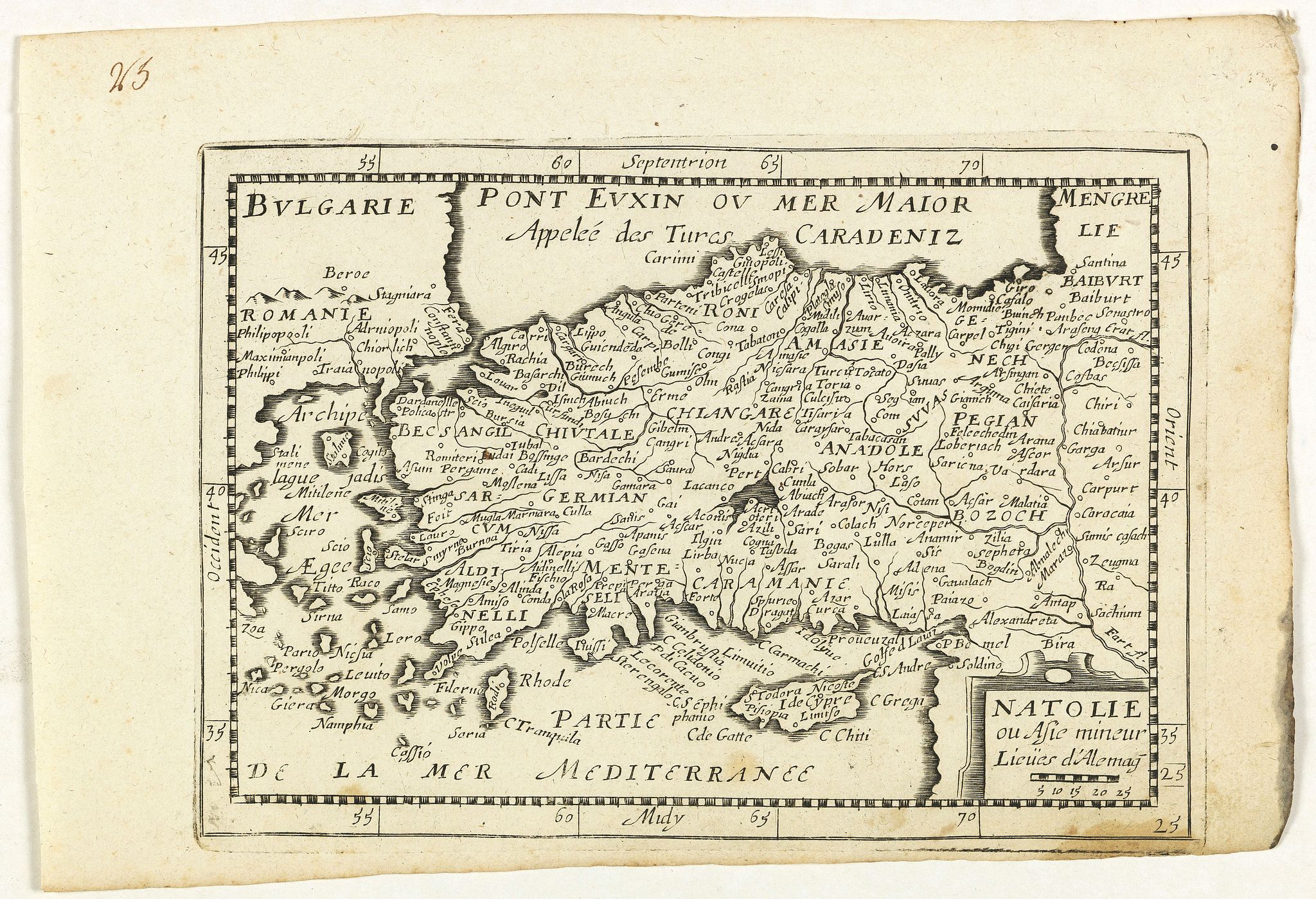 JOLLAIN, G., Natolie ou Asie mineur, Lieües d'Alemag., antique map, old maps