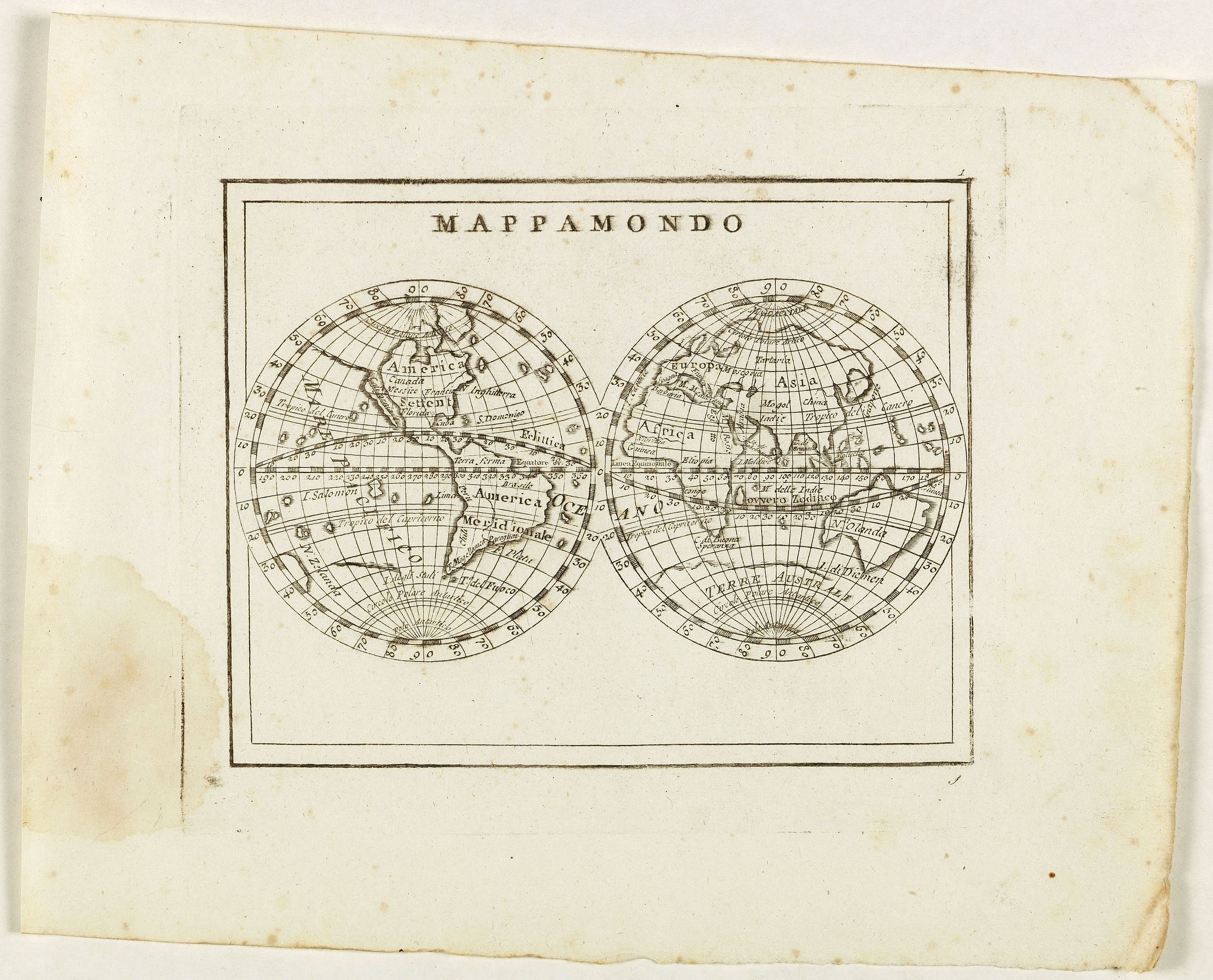 ZEMPEL, G., Mappamondo., antique map, old maps