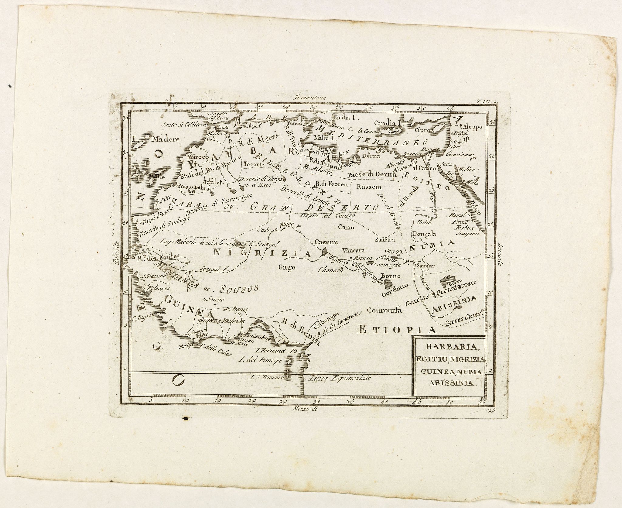 ZEMPEL, G., Barbaria, Egitto, Nigrizia, Guinea, Nubia Abissina., antique map, old maps