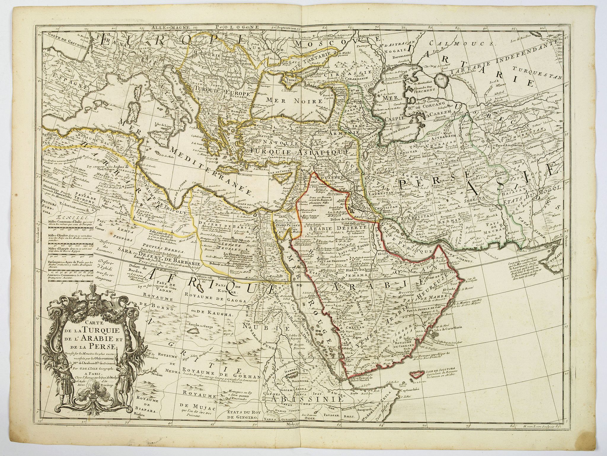 DE L'ISLE, G., Carte de la Turquie de L'Arabie et de la Perse. . ., antique map, old maps