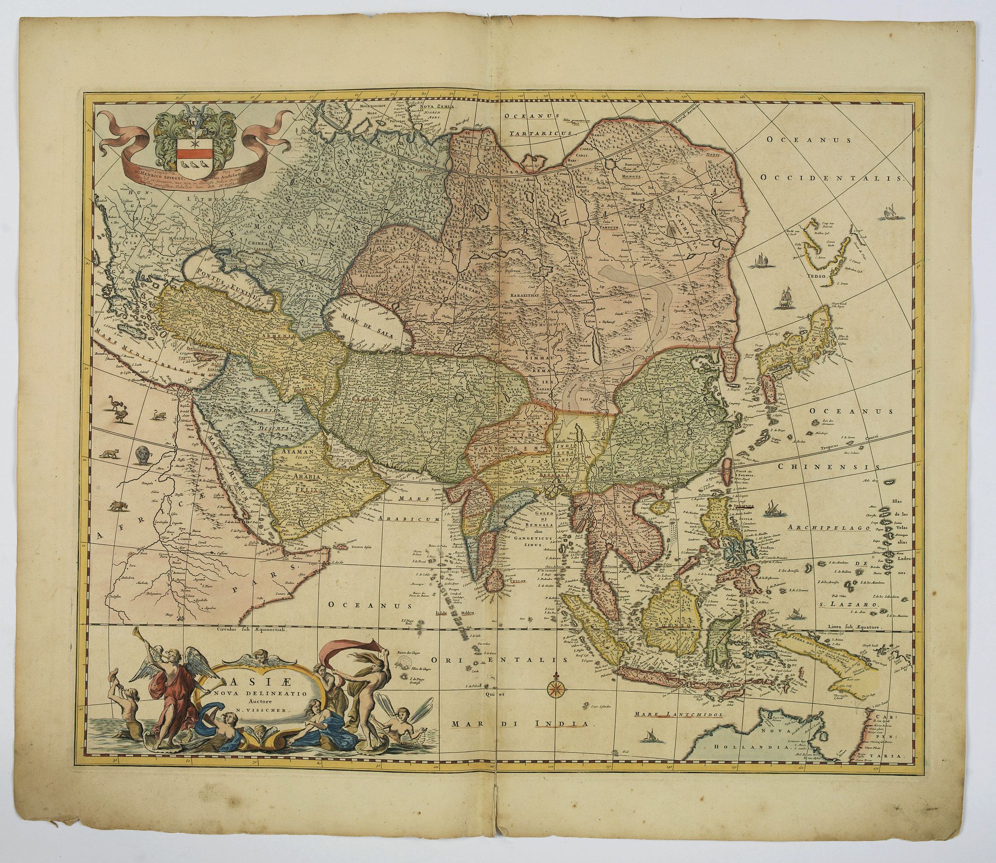 VISSCHER, N., Asiae Nova Delineatio., antique map, old maps