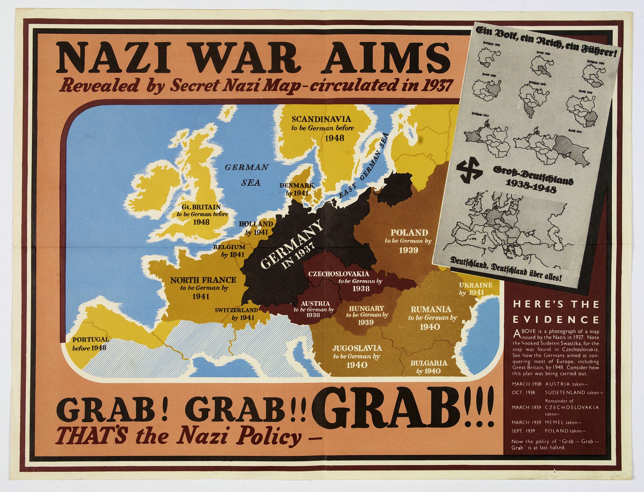 ANONYMOUS, Nazi War Aims. . ., antique map, old maps
