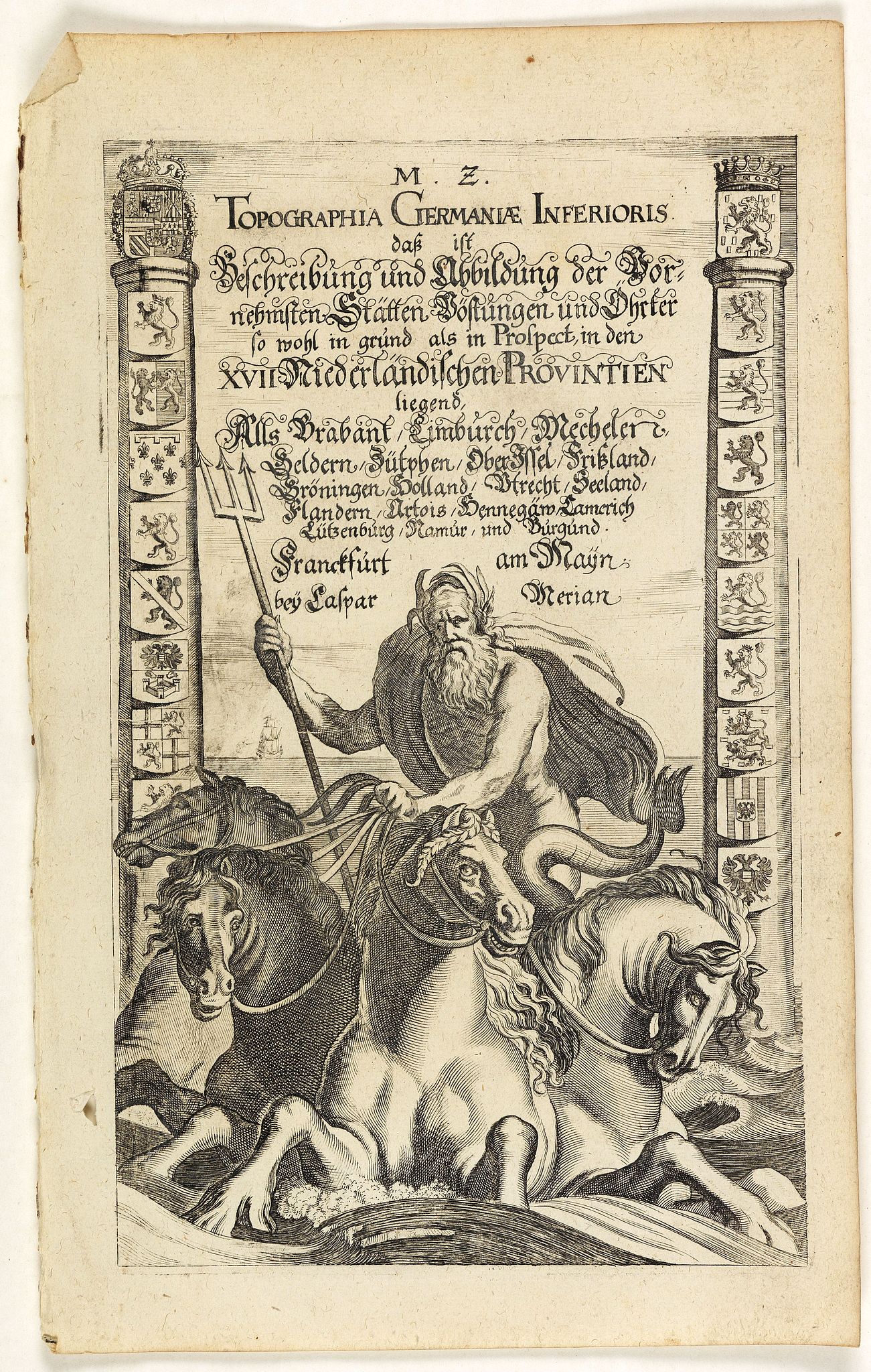 MERIAN, Matthaeus / ZEILLER, M., Topographia Germaniae Inferioris. Das ist Beschreibung und Abbildung der vornehmsten Staetten … in den XVII Niderlaendischen Provintien., antique map, old maps