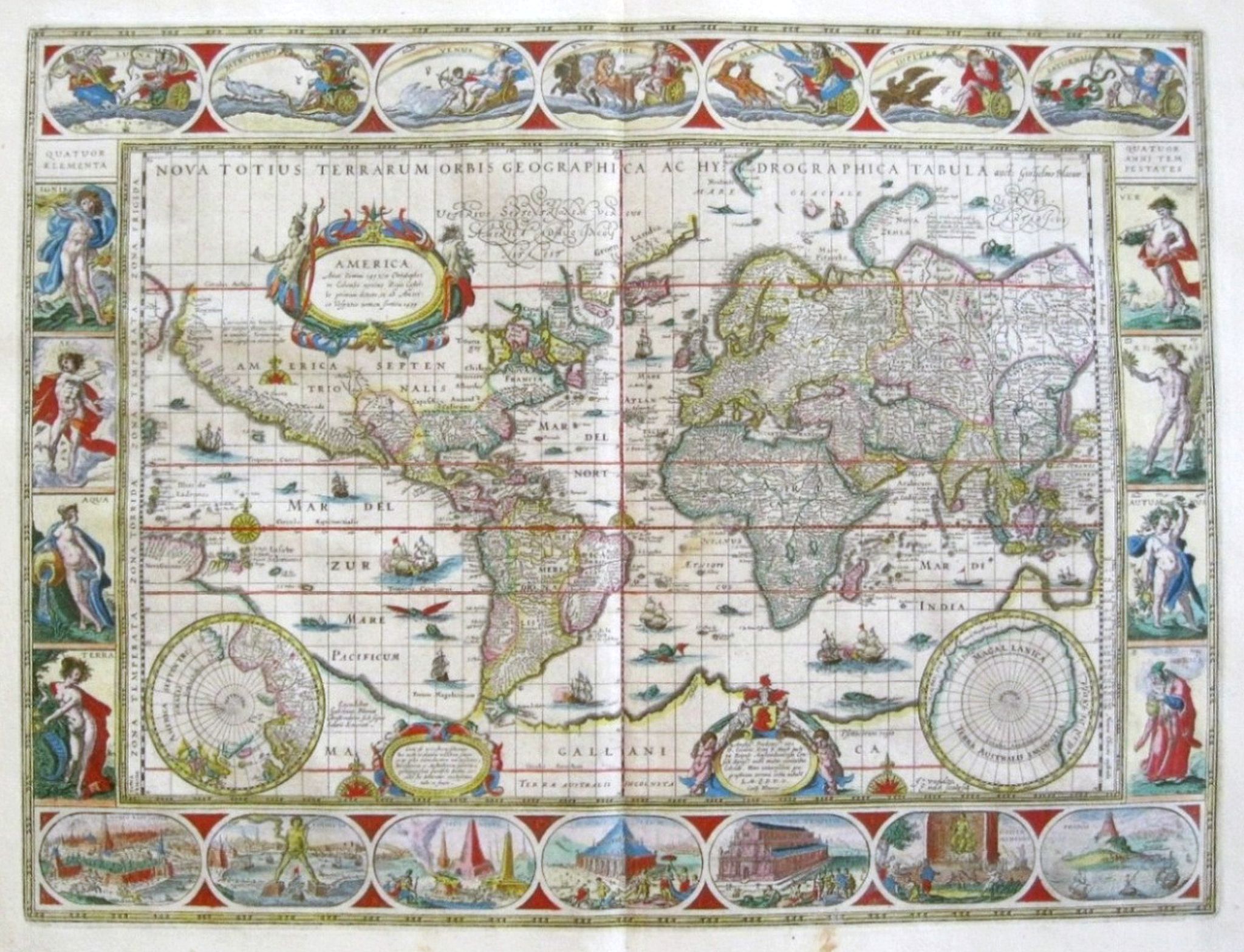 BLAEU, W., Nova Totius Terrarum Orbis Geographica Ac Hydrographica Tabula auct Guiljelmo Blaeuw., antique map, old maps