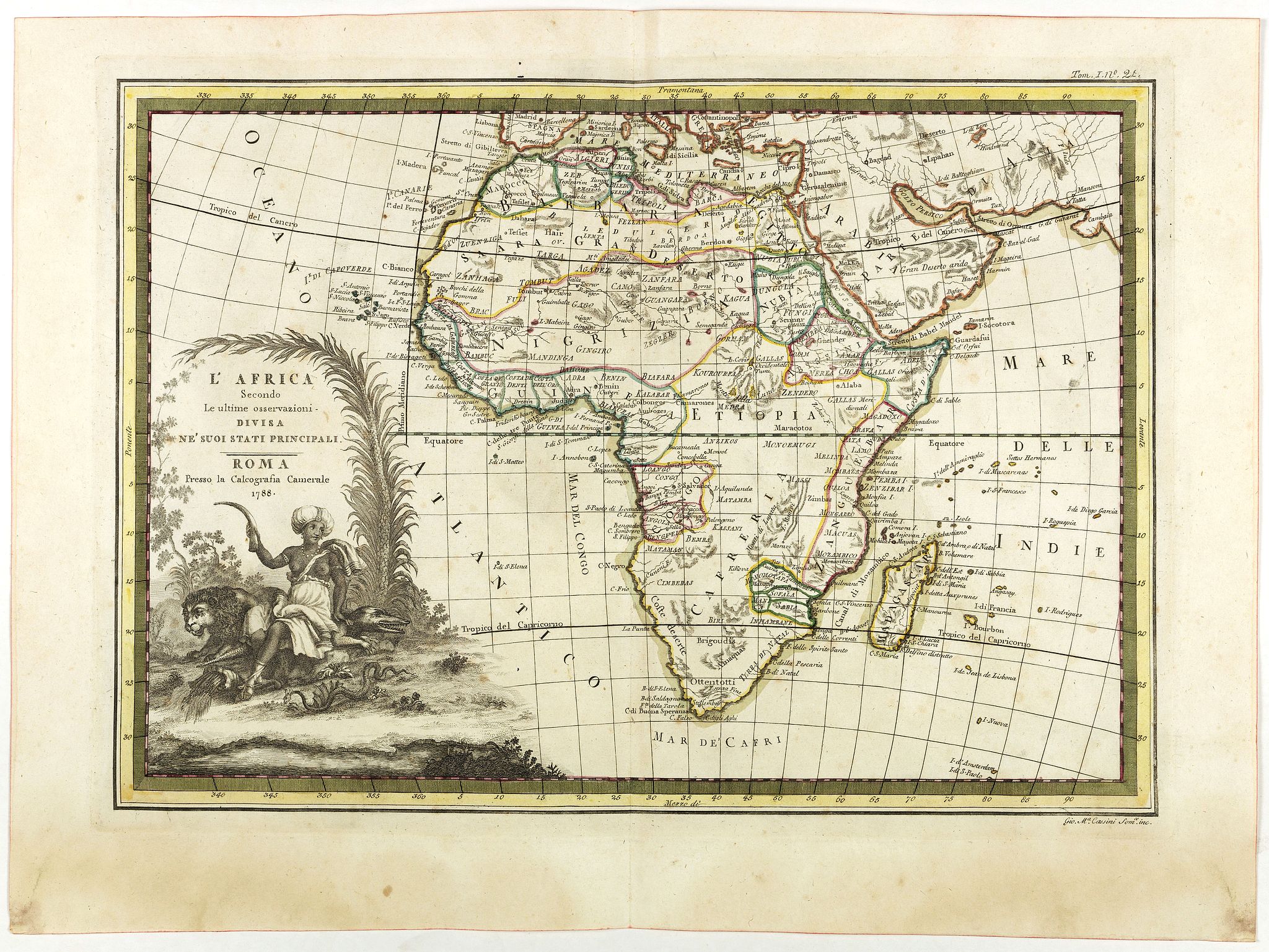 CASSINI, G.M., L'Africa secondo Le ultime osserviazioni divisa né suoi stati principali., antique map, old maps