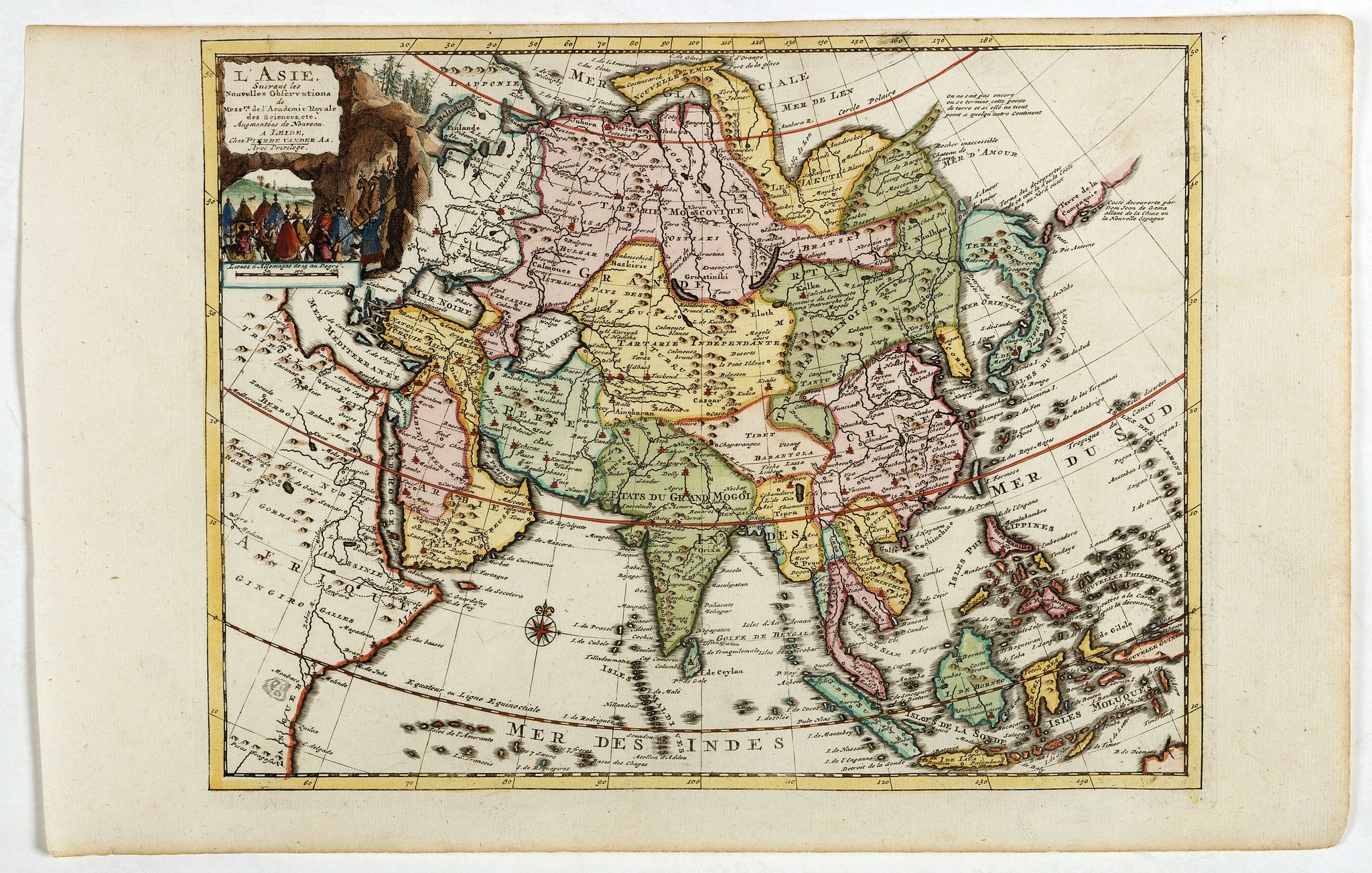 AA, P. van der, L'Asie suivant les nouvelles observations…, antique map, old maps