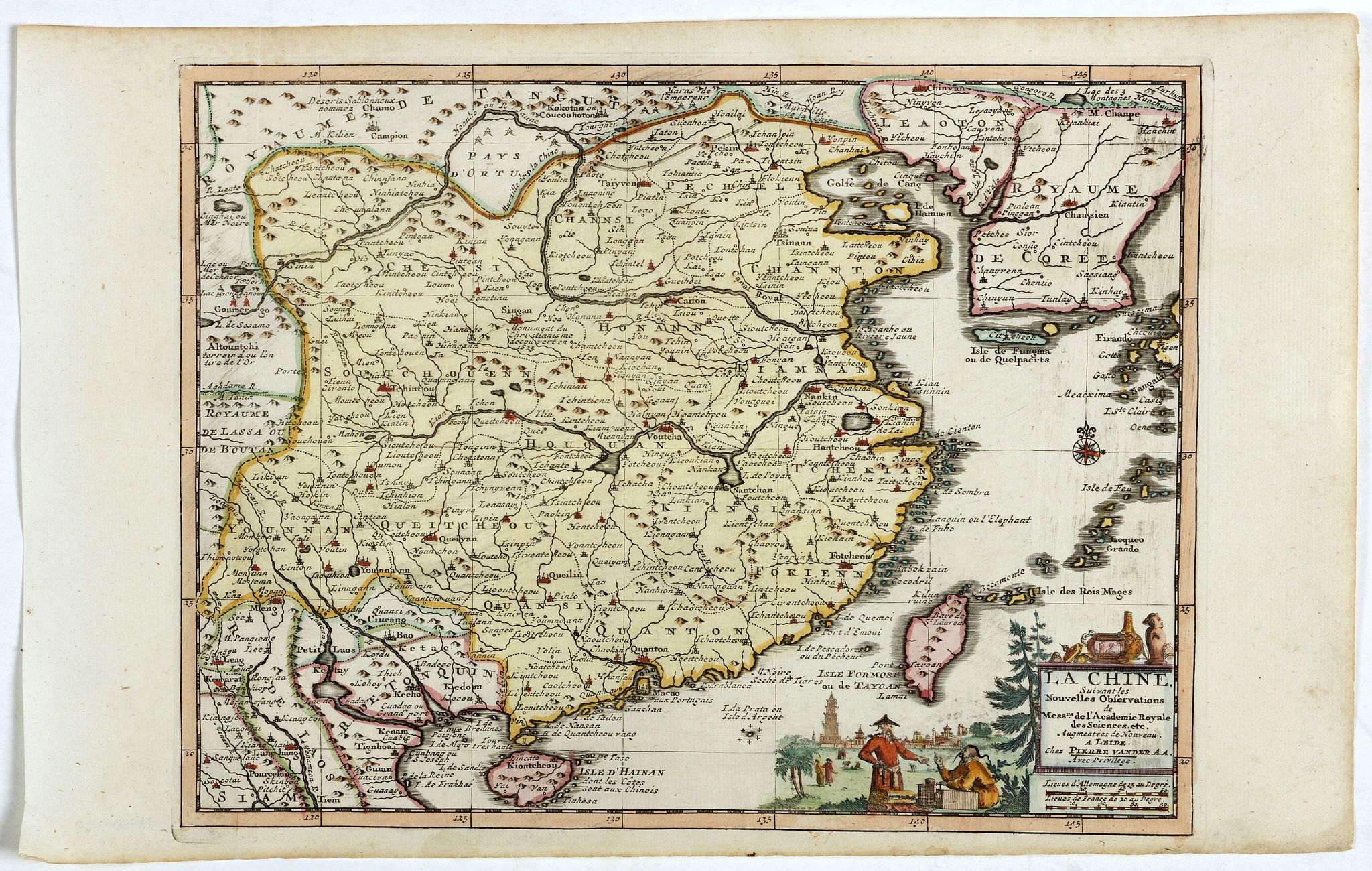 AA, P. van der, La Chine suivant les nouvelles observations…, antique map, old maps