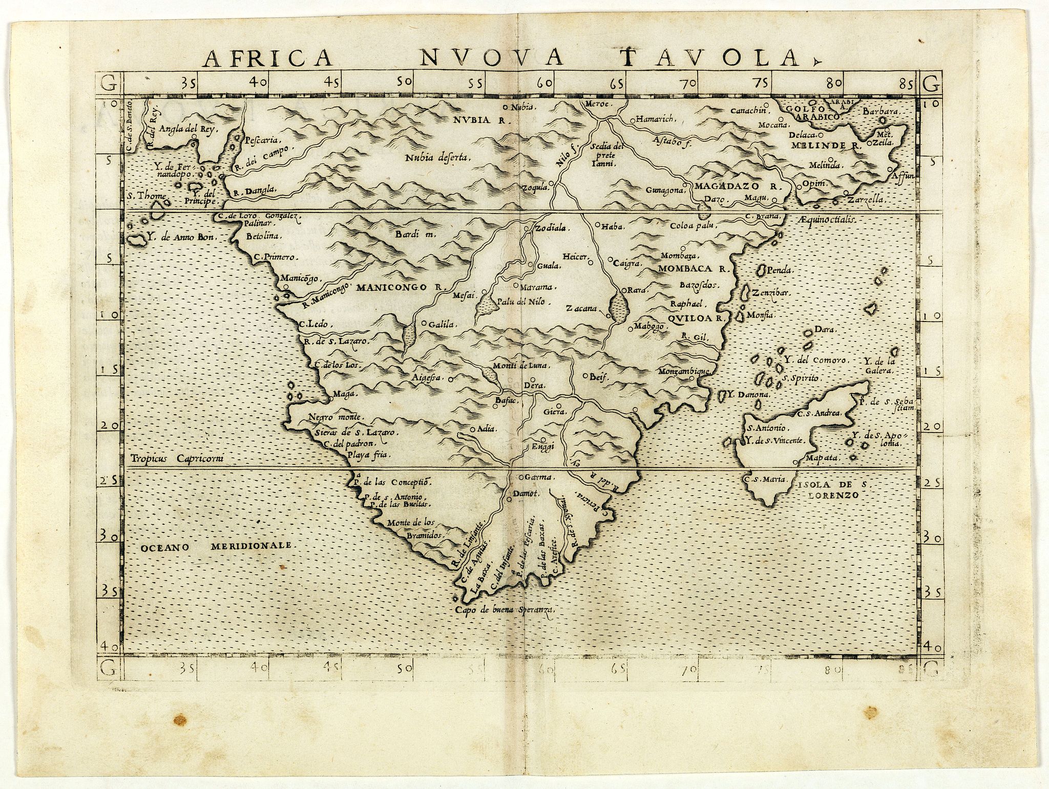 RUSCELLI, G., Africa nuova tavola., antique map, old maps