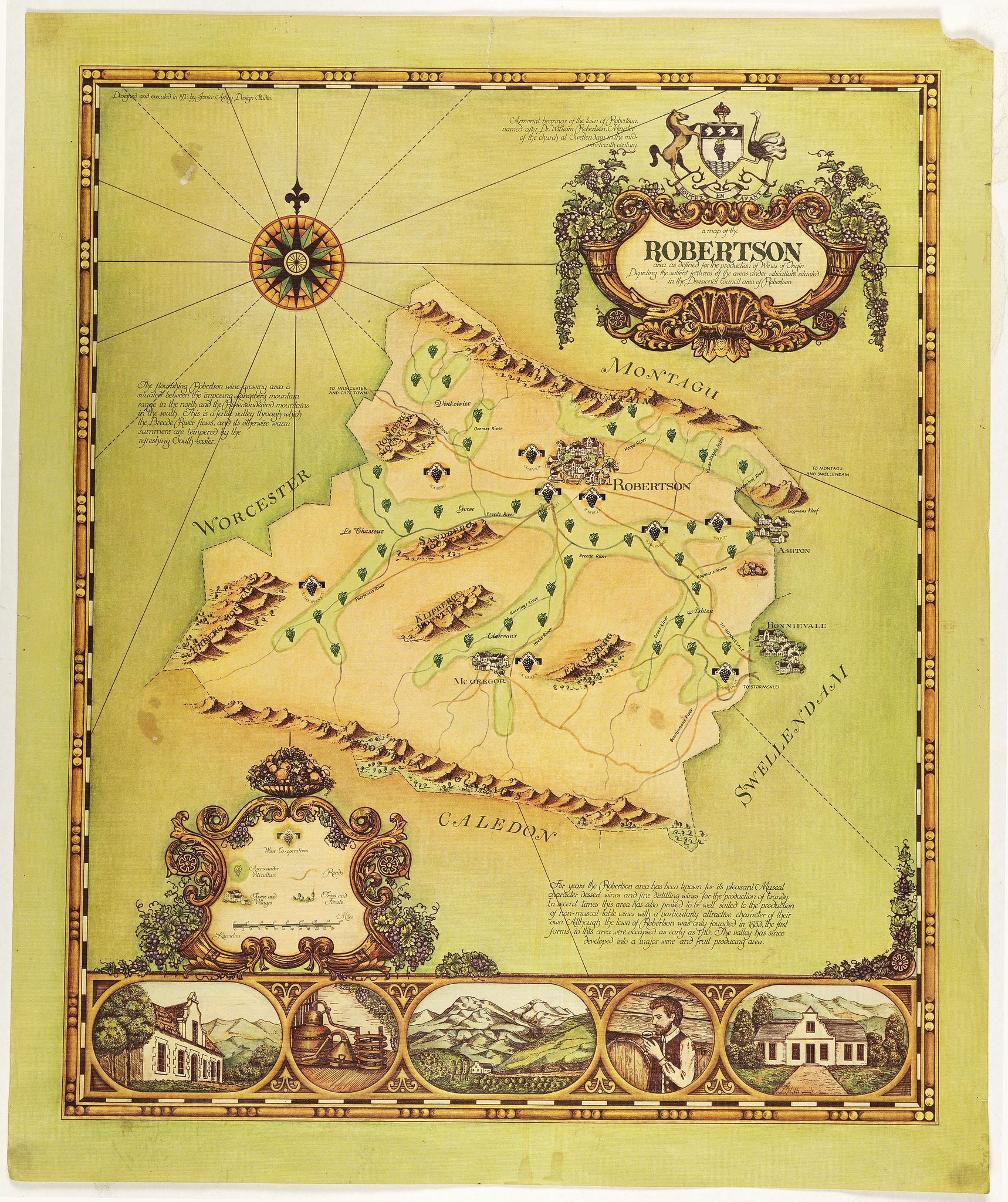 ASHBY, J., A map of Robertson area as defined for the production of wines of origins . . ., antique map, old maps