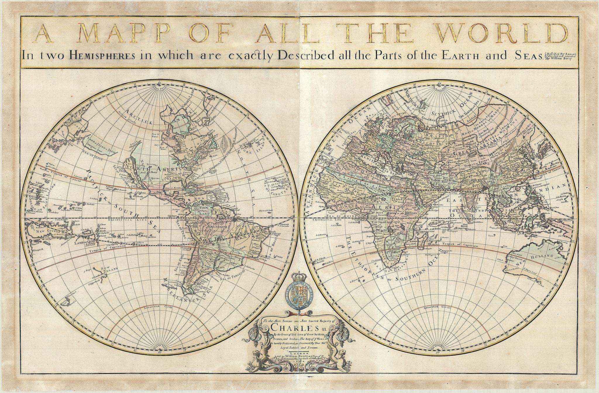 BERRY, W., A Mapp of All The World., antique map, old maps