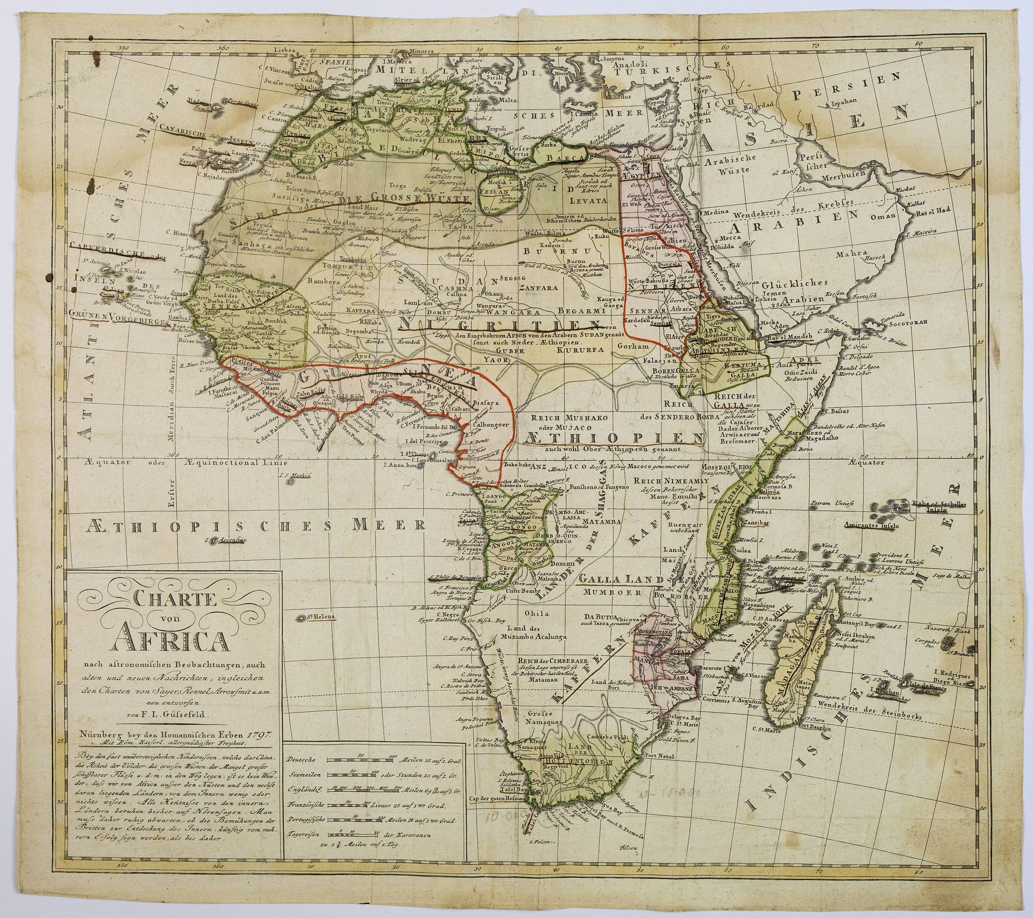 HOMANN HEIRS., Charte von Africa., antique map, old maps