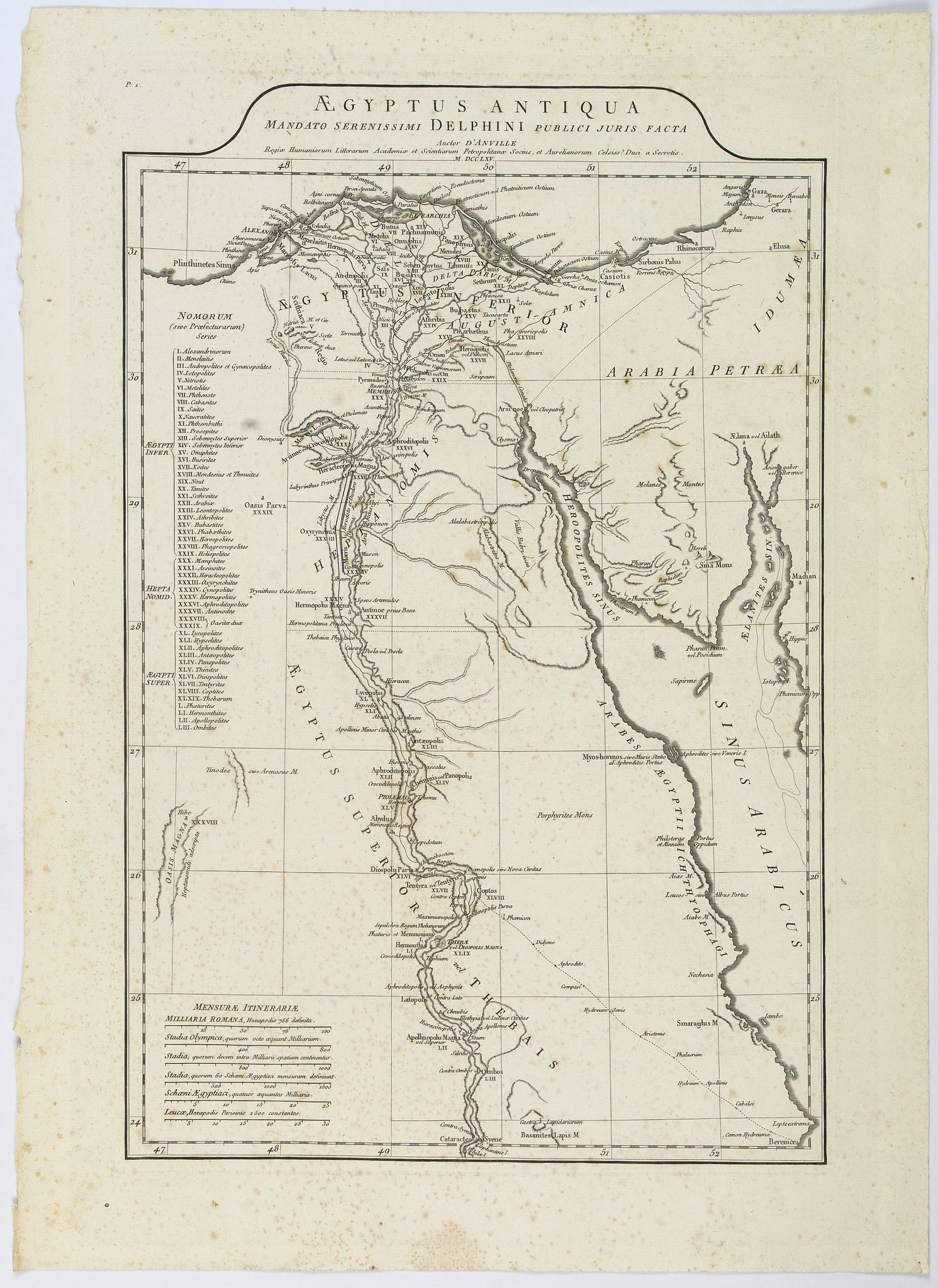 D'ANVILLE, J.B.B., Aegyptus Antiqua Mandato Serenissimi Delphini. . ., antique map, old maps