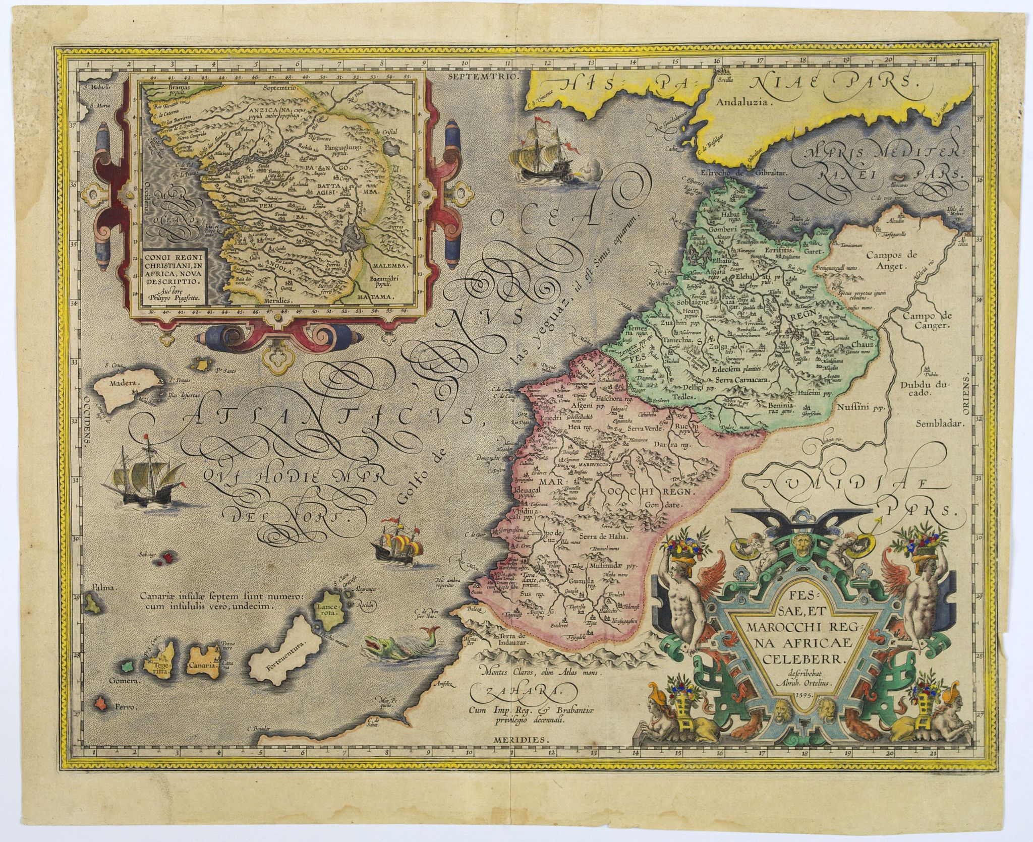 ORTELIUS, A., Fessae et Marocchi regna Africae celeberr., antique map, old maps