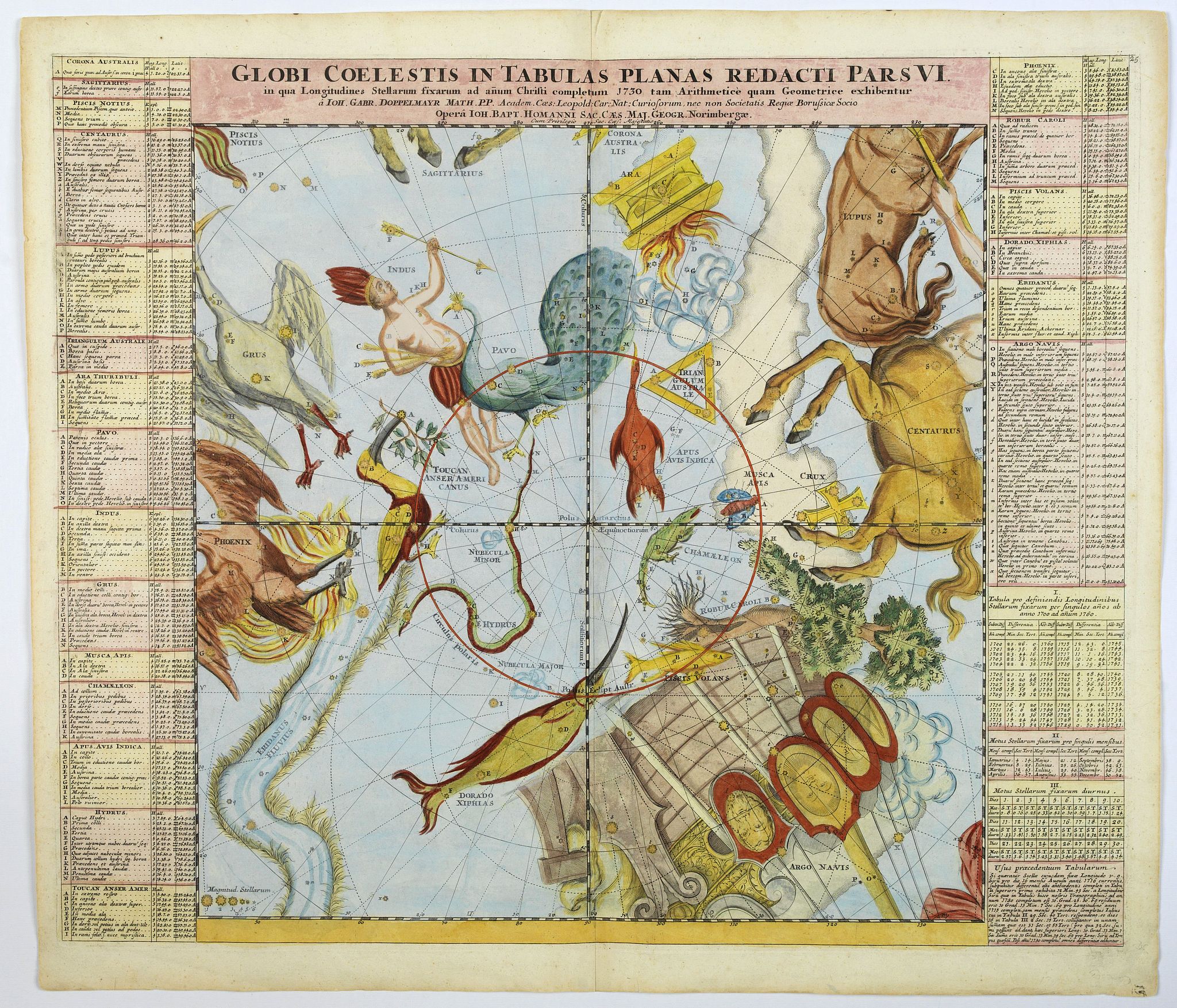 HOMANN, J.B. / DOPPELMAYR,J.G., Globi Coelestis in tabulas planas redacti pars VI., antique map, old maps