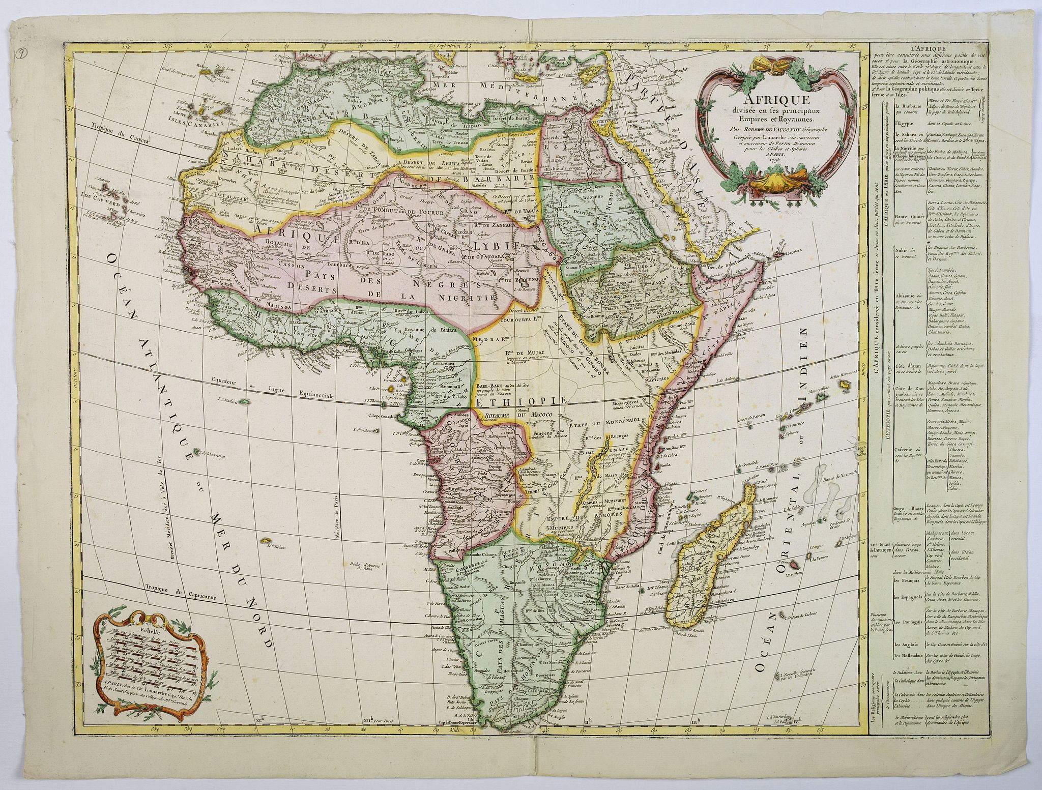 DE VAUGONDY., Afrique divisee en ses principaux Empires et Royaumes., antique map, old maps