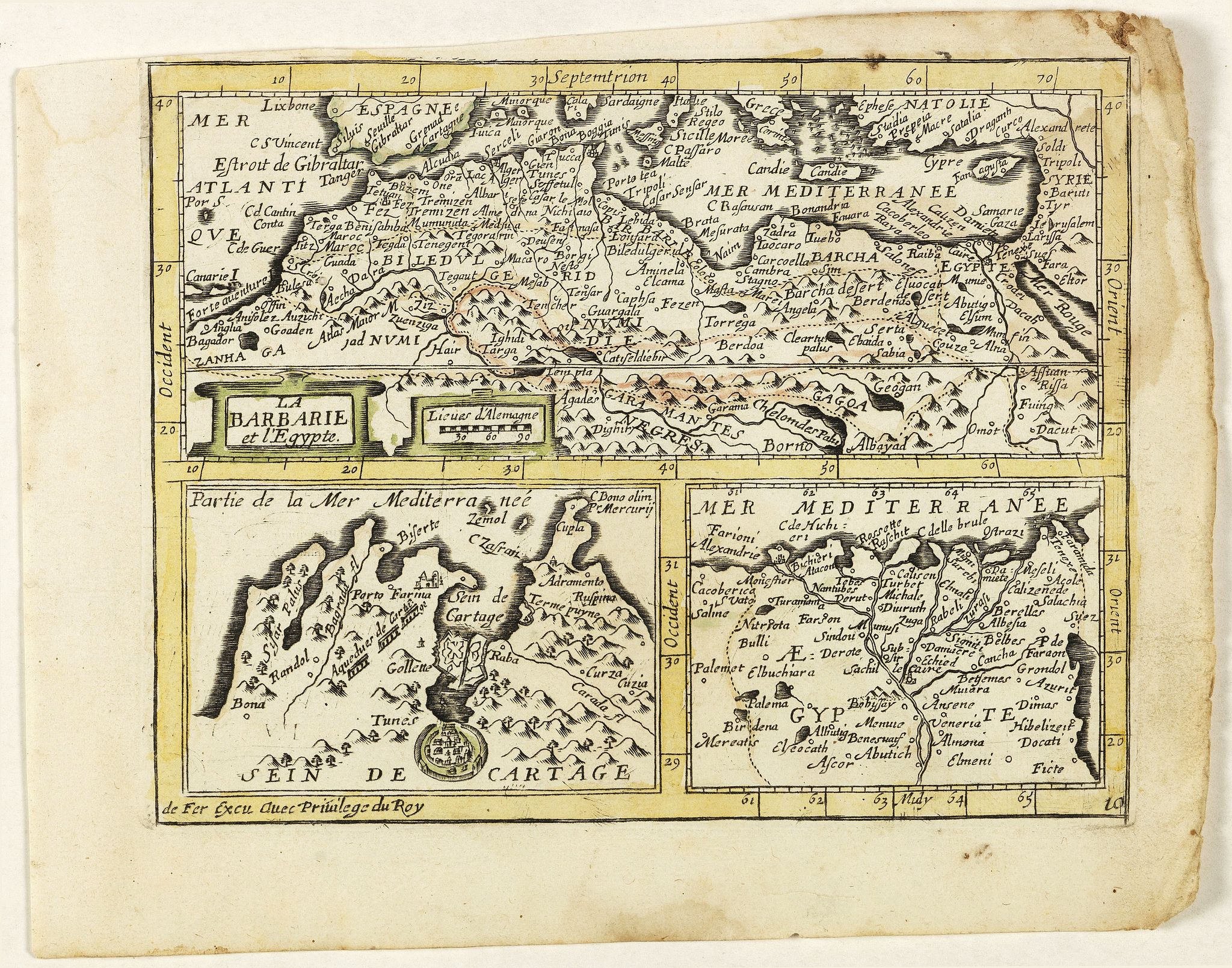 PICART, Nicolas / DUVAL, Pierre., La Barbarie et l'Egypte., antique map, old maps