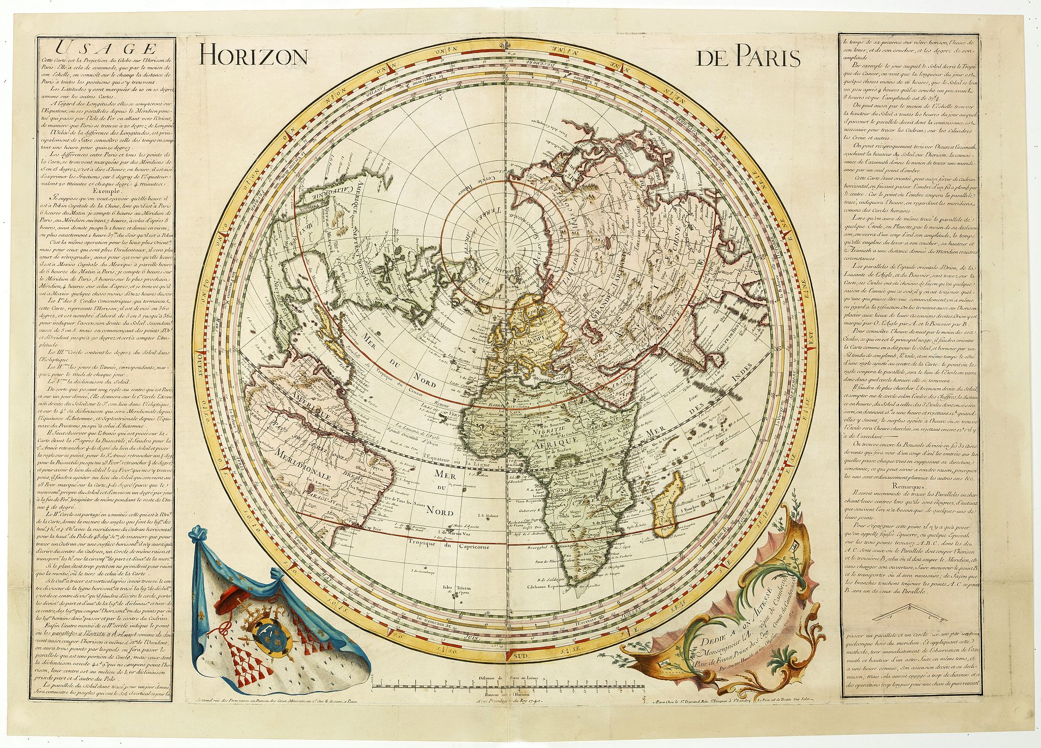 DURAND, A., Horizon de Paris. . ., antique map, old maps