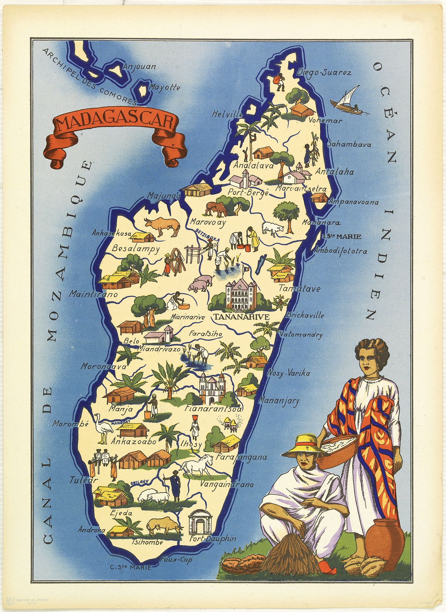 JYLBERT, Madagascar., antique map, old maps