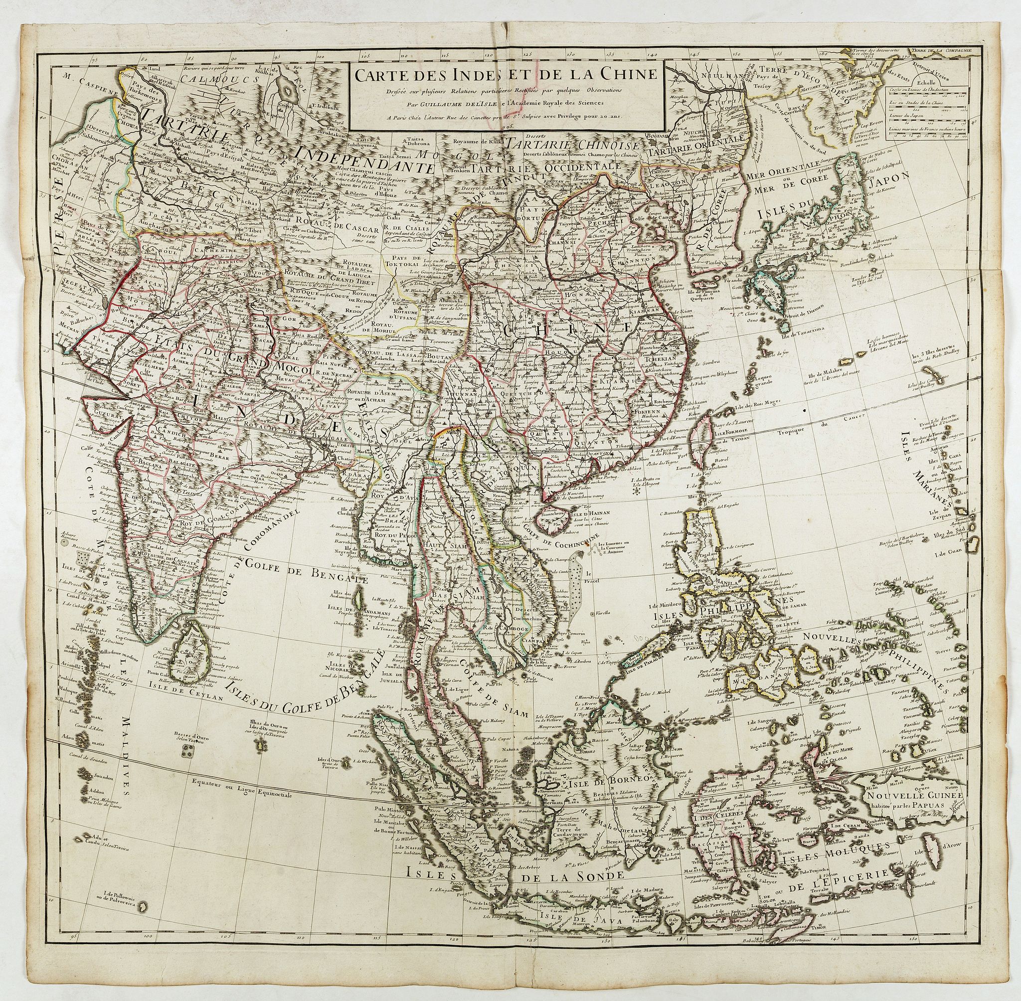 DE L'ISLE, G, Carte des Indes et de la Chine . . ., antique map, old maps