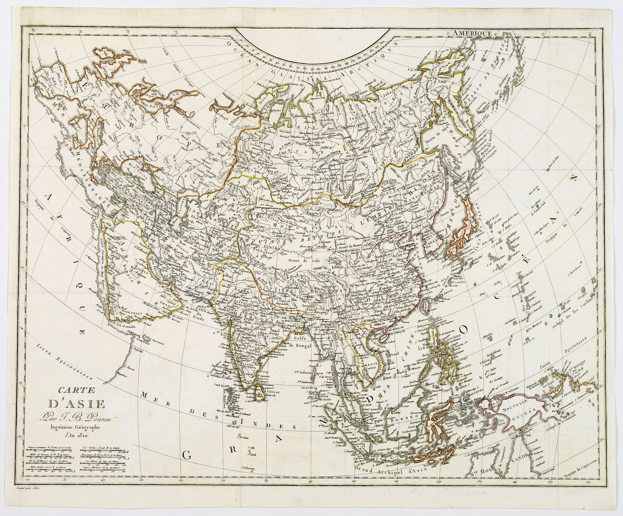 POIRSON, J-B., Carte d'Asie., antique map, old maps