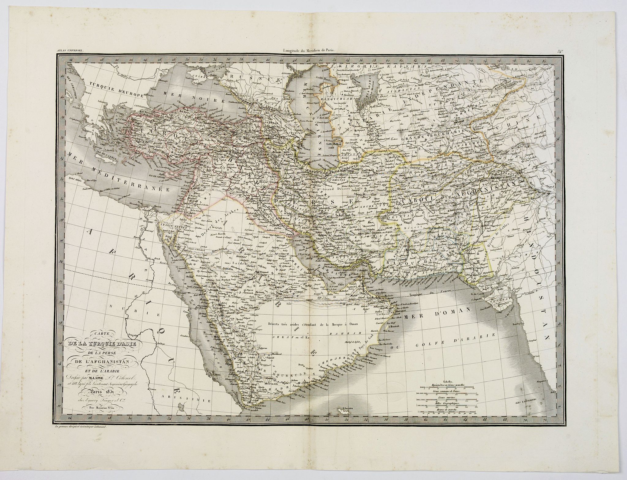 LAPIE, M., Carte de la Turquie d'Asie de la Perse de l'Afghanistan et de l'Arabie., antique map, old maps