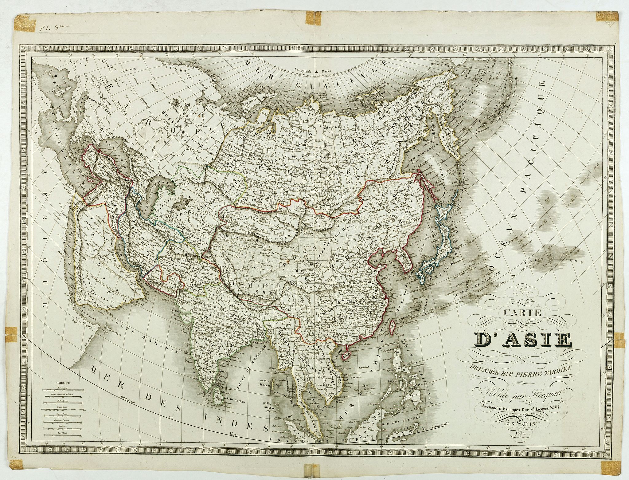 TARDIEU, P., Carte d'Asie dressée par Pierre Tardieu . . ., antique map, old maps