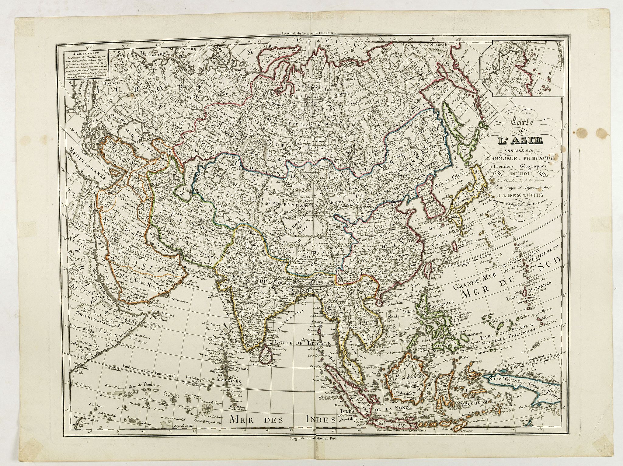 DELISLE, G. / DEZAUCHE, J. A., Carte d'Asie dresse´e par G. Delisle et Phil. Buache . . ., antique map, old maps