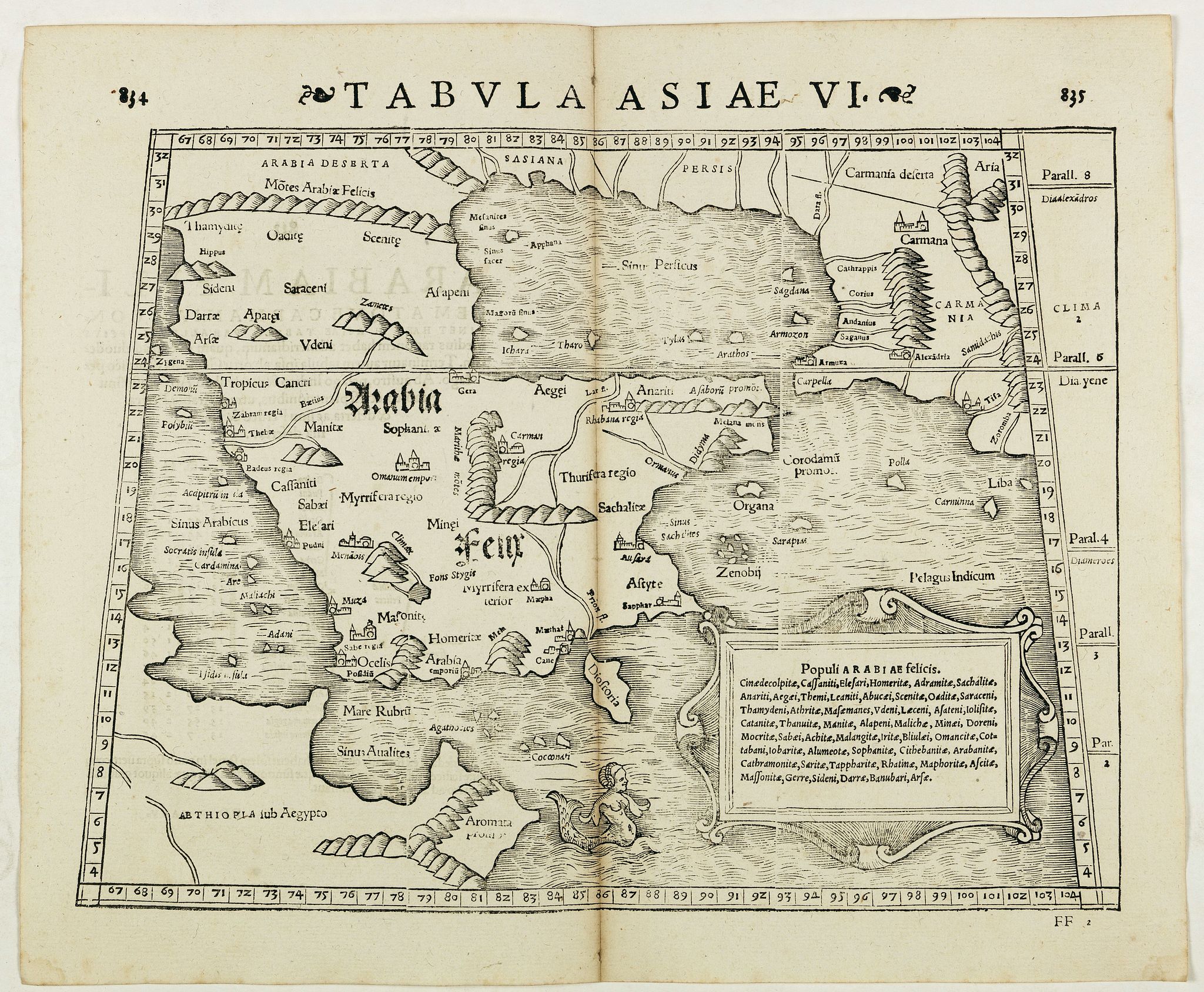 STRABO / MUNSTER, S., Tabula Asiae VI. ( Arabian Peninsula), antique map, old maps