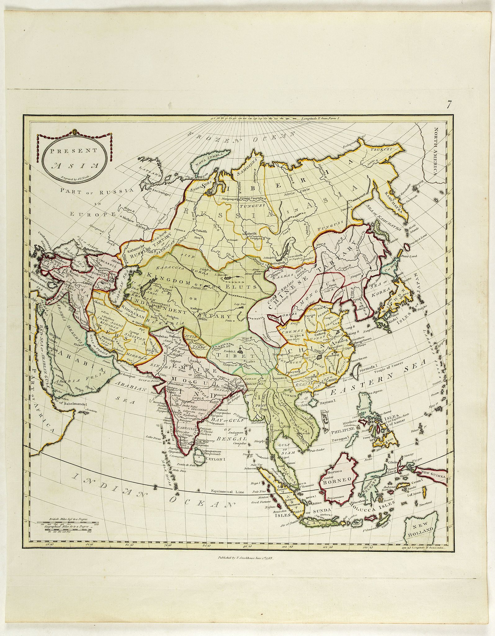 STACKHOUSE, T., Present Asia., antique map, old maps