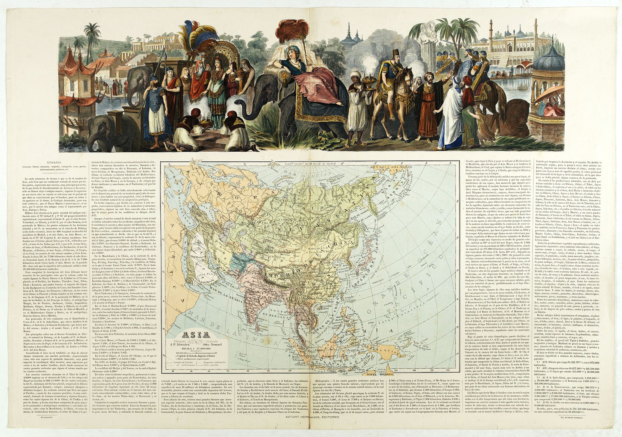 ASTORT HERMANOS EDITORES, Asia dibujado grabado . . ., antique map, old maps