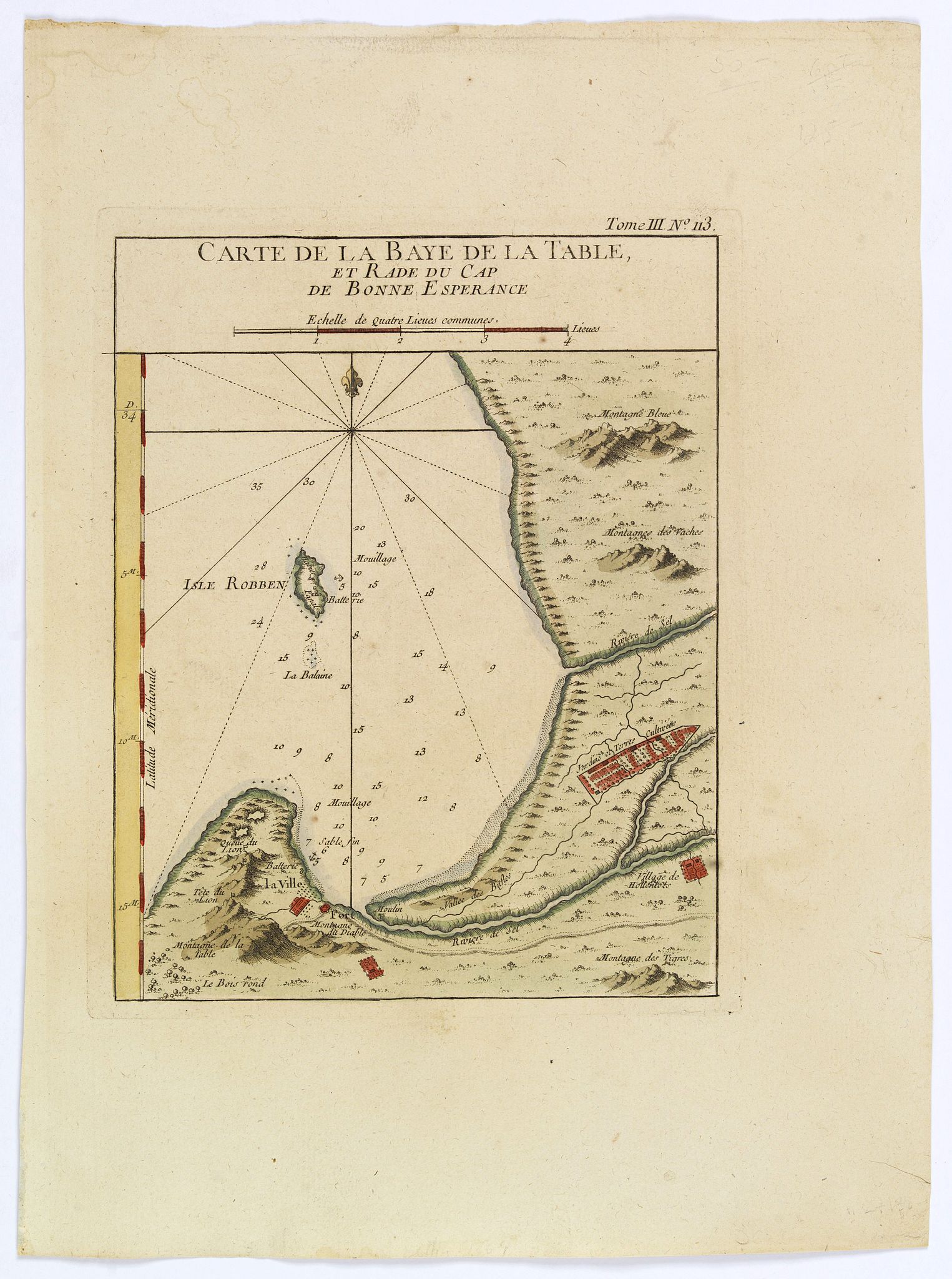 BELLIN,, Carte de la Baye de la Table, et Rade du Cap de Bonne Esperance., antique map, old maps